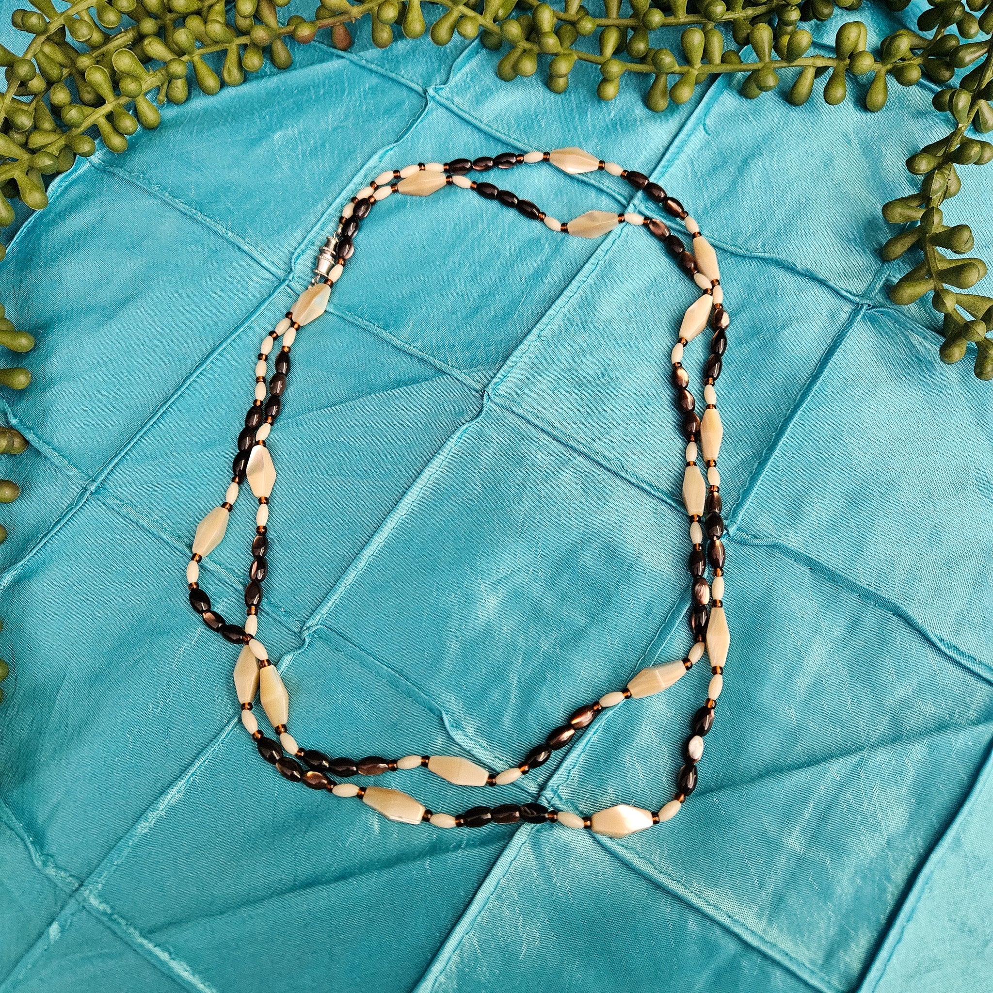 Black and White Stone Beaded Necklace