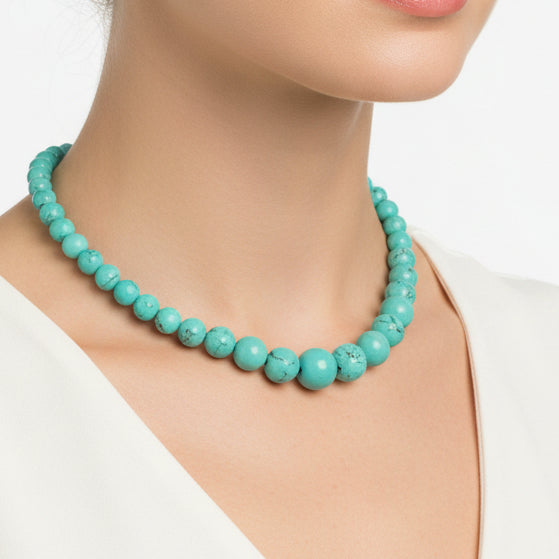 Turquoise Dyed Howlite Beaded Necklace