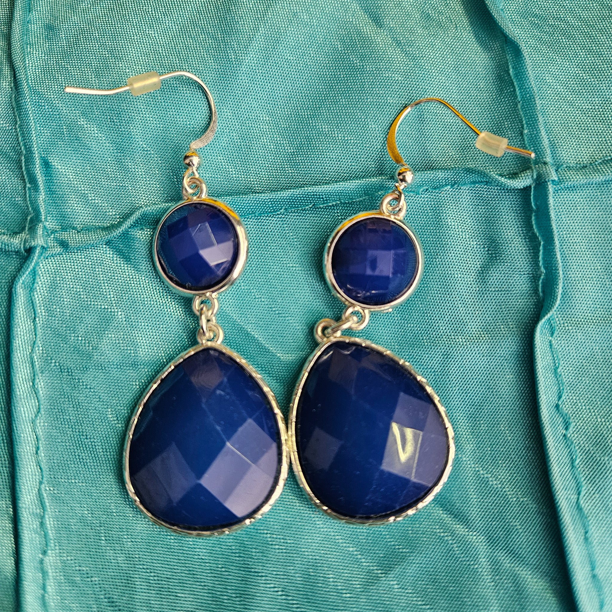 Beautiful Lolite Stone Double Tear Drop Sterling Sliver Earrings