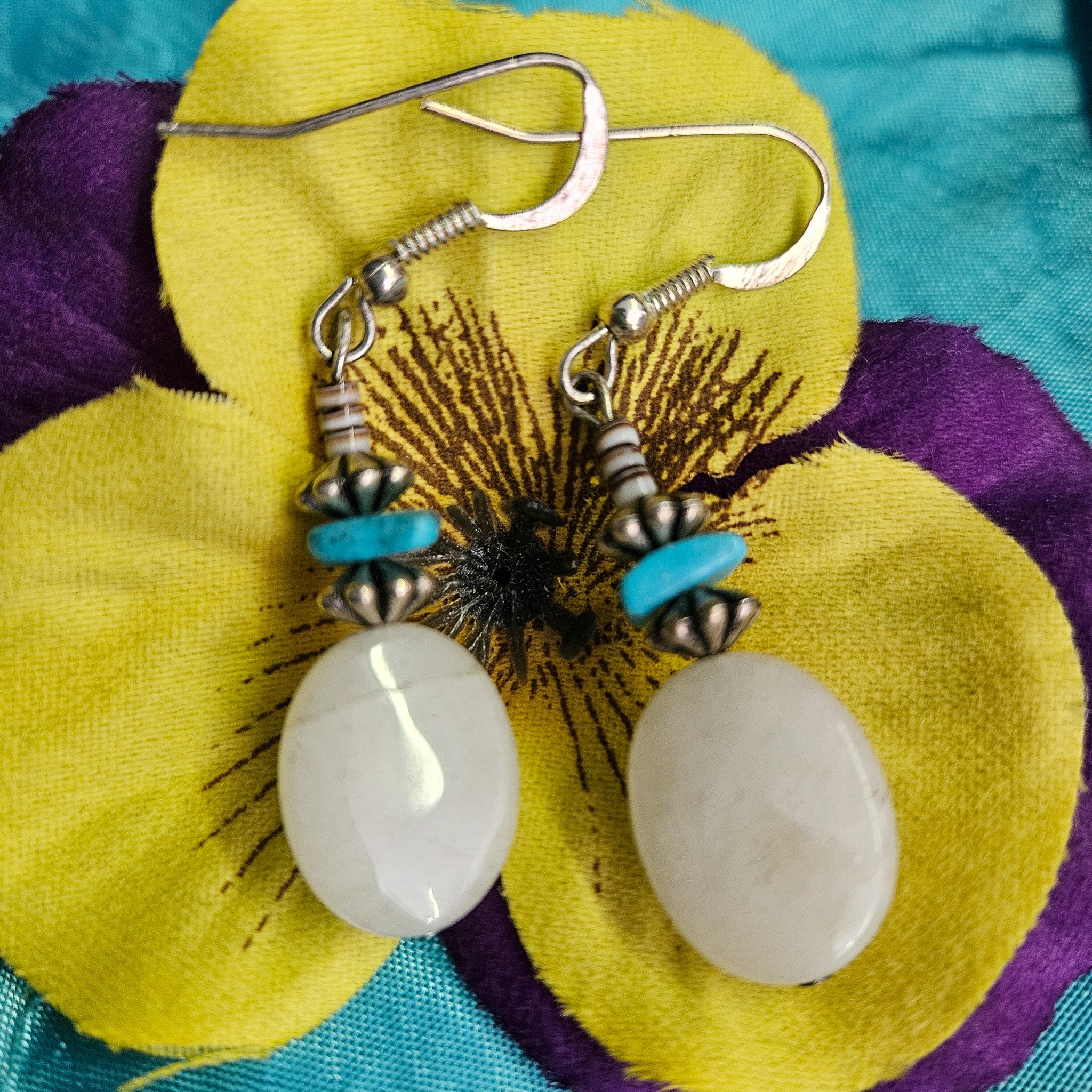 Quartz and Turquoise Beaded Earrings