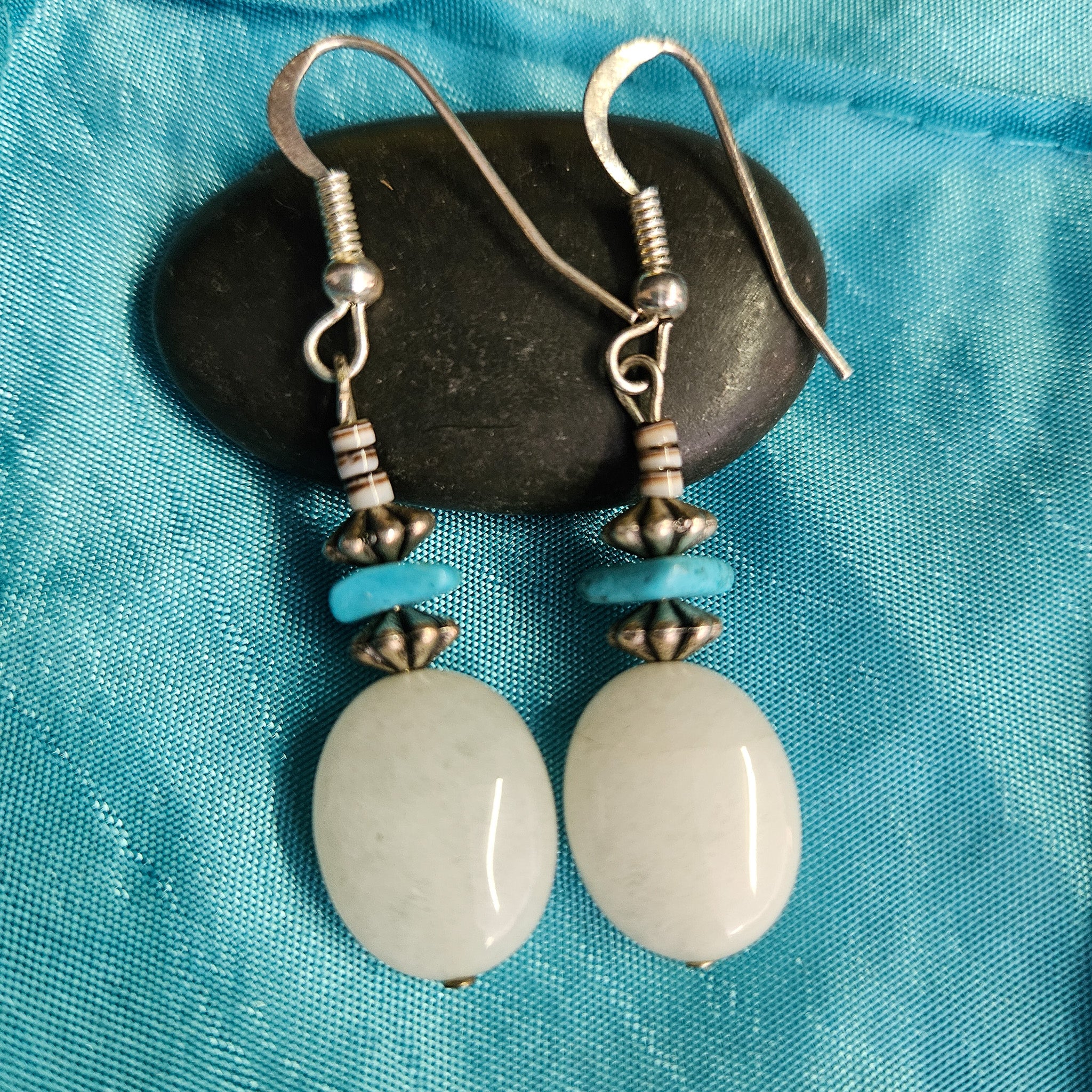 Quartz and Turquoise Beaded Earrings