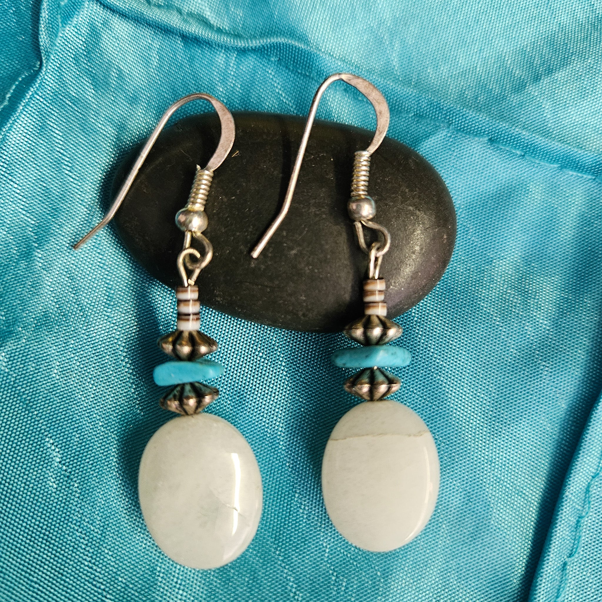 Quartz and Turquoise Beaded Earrings