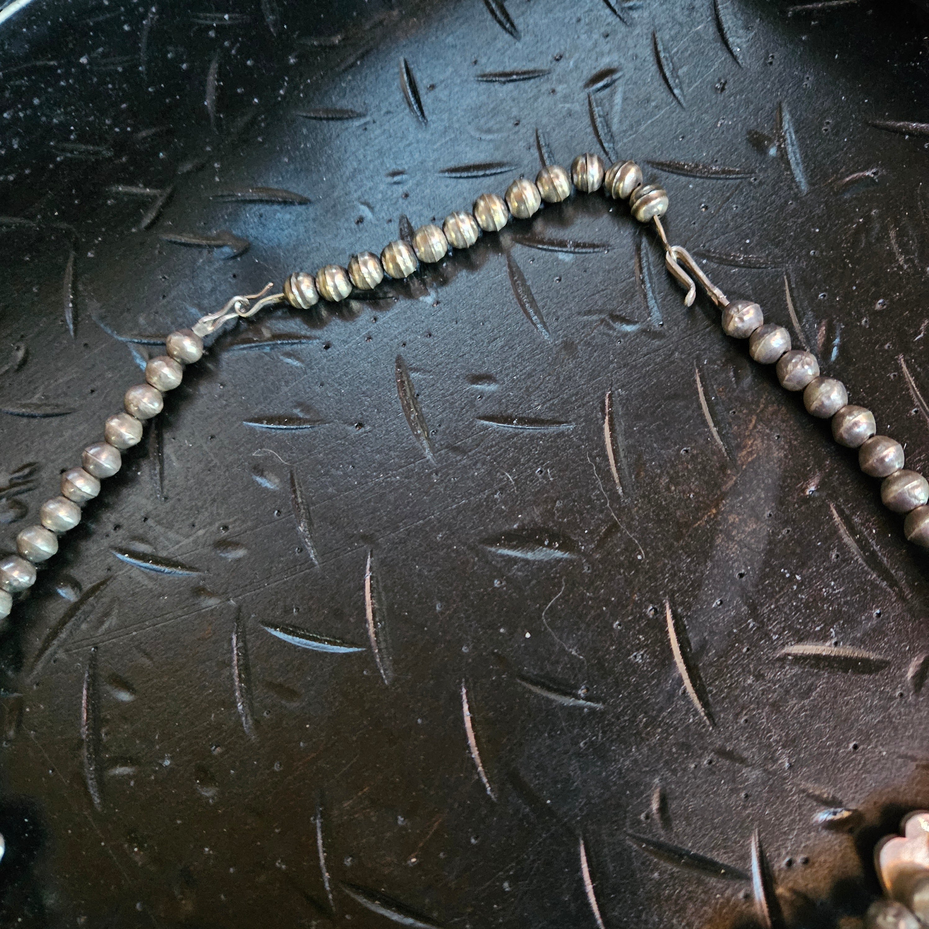 Navajo Bench Bead 4.5" Squash Blossom Necklace Extender Sterling Silver