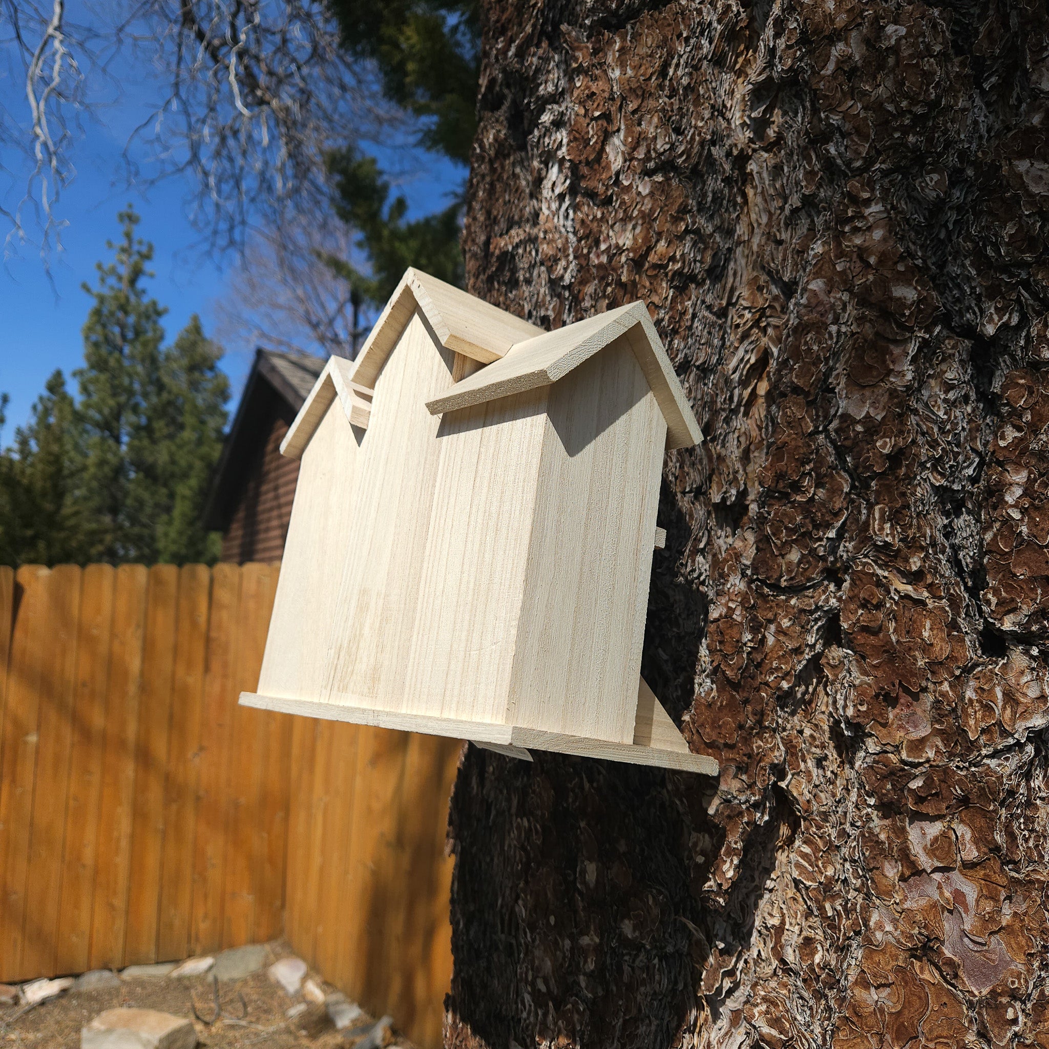 Michaels 9.5" Raw Wood Brownstone Birdhouse