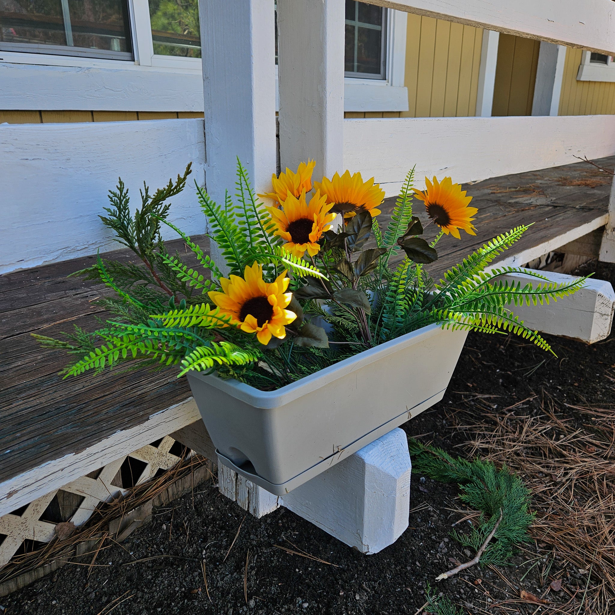 Grey Plastic Rectangle Garden Planter
