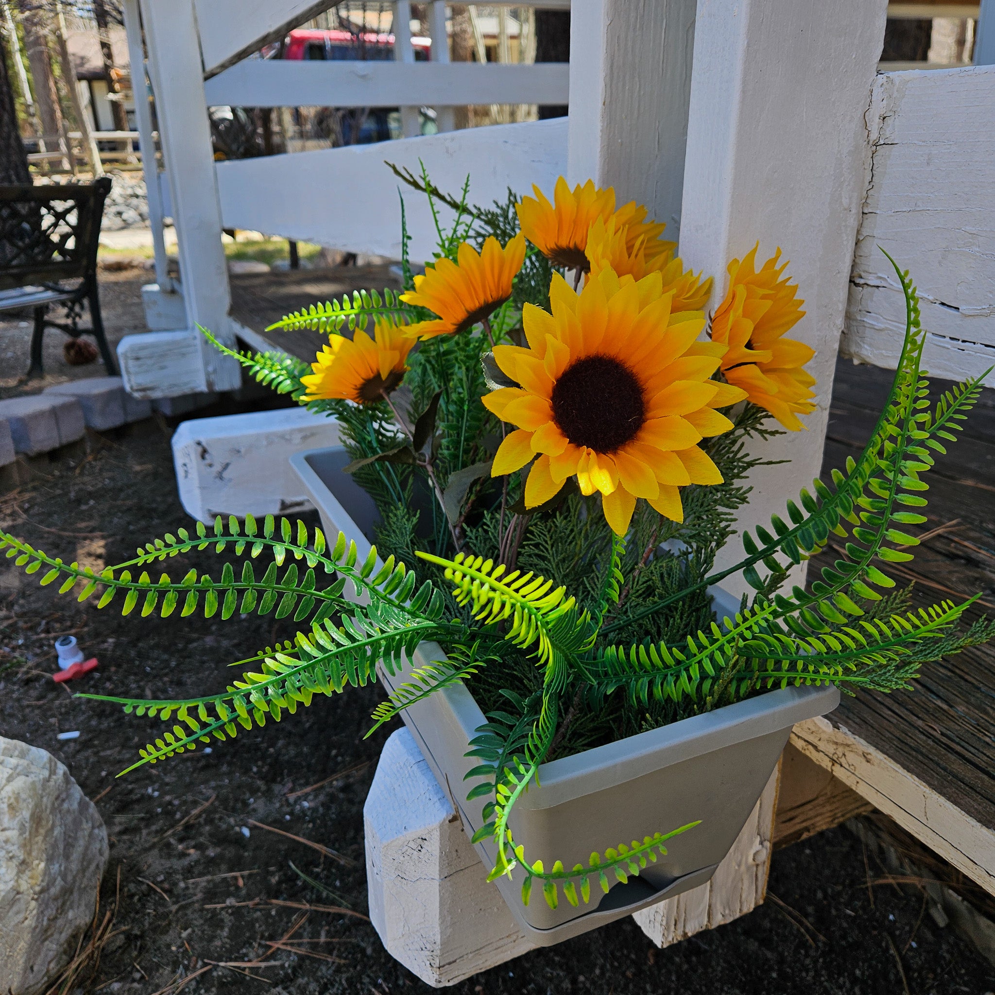 Grey Plastic Rectangle Garden Planter
