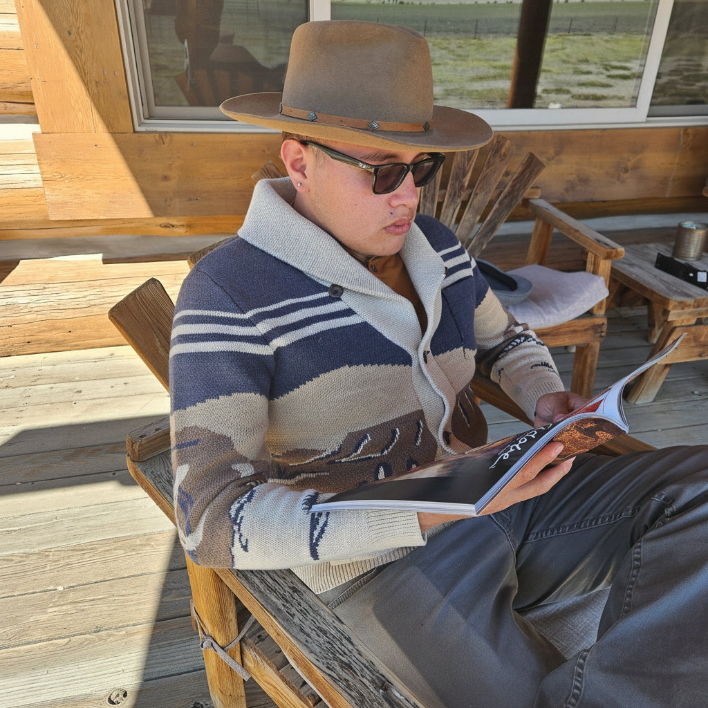 Pendleton Cardigan Sweater with Western Cactus Design
