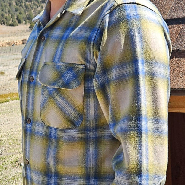 Pendleton Blue and Green Wool Flannel Board Shirt Size Small