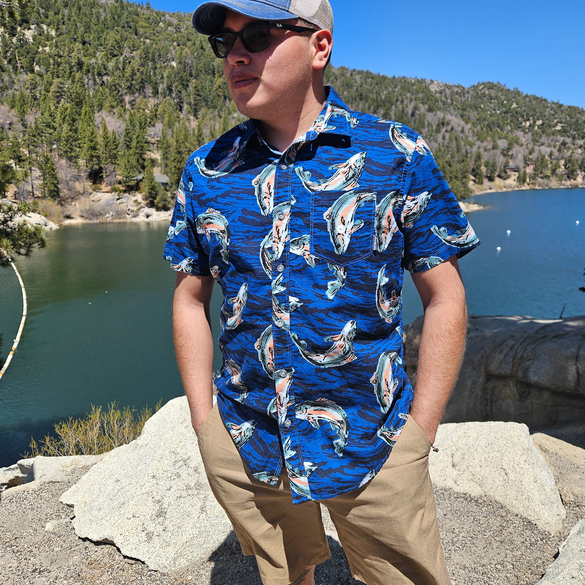Eddie Bauer Baja Short Sleeve Shirt Color Water/Blue
