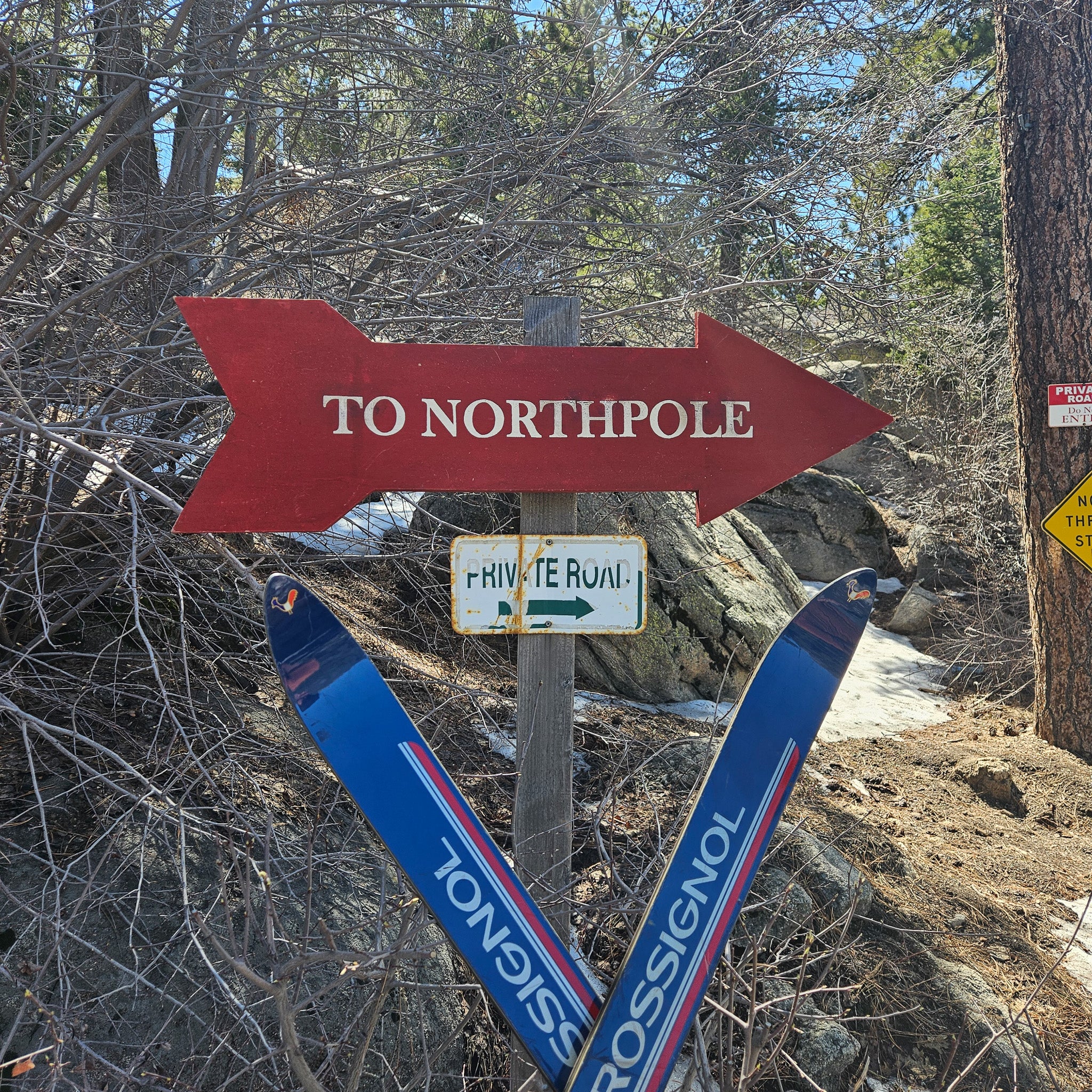 Hand Painted Red "To The North Pole" Sign