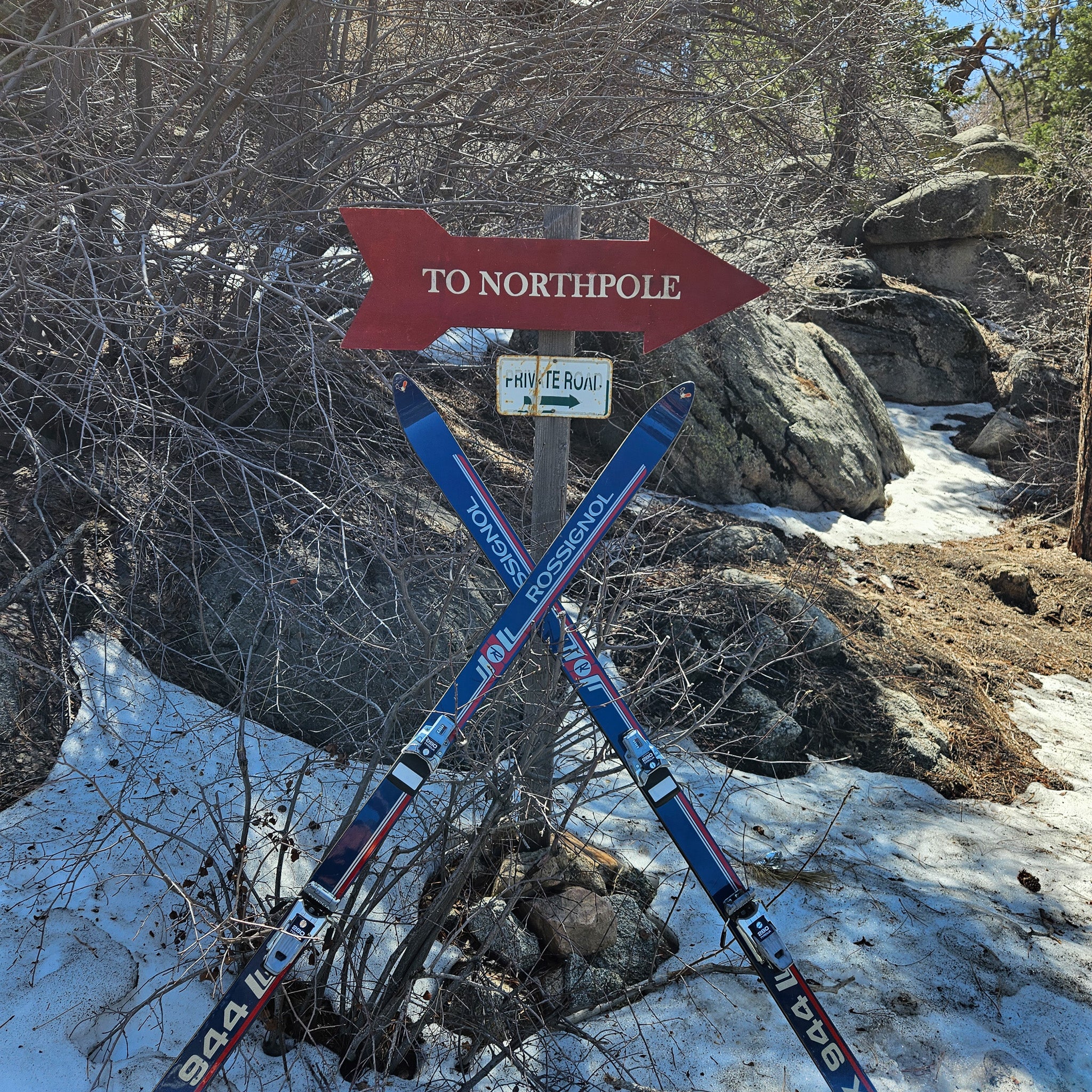 Hand Painted Red "To The North Pole" Sign