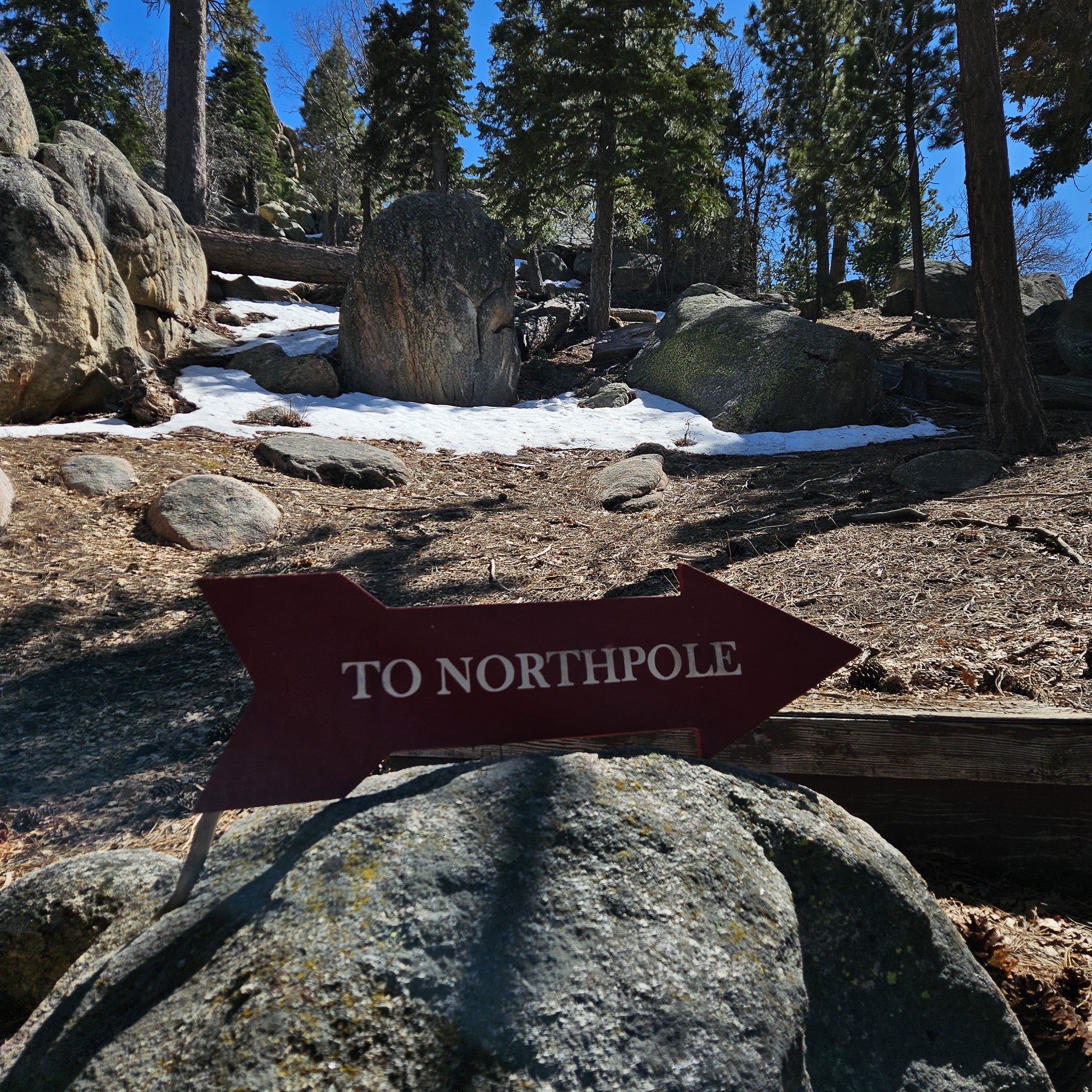 Hand Painted Red "To The North Pole" Sign