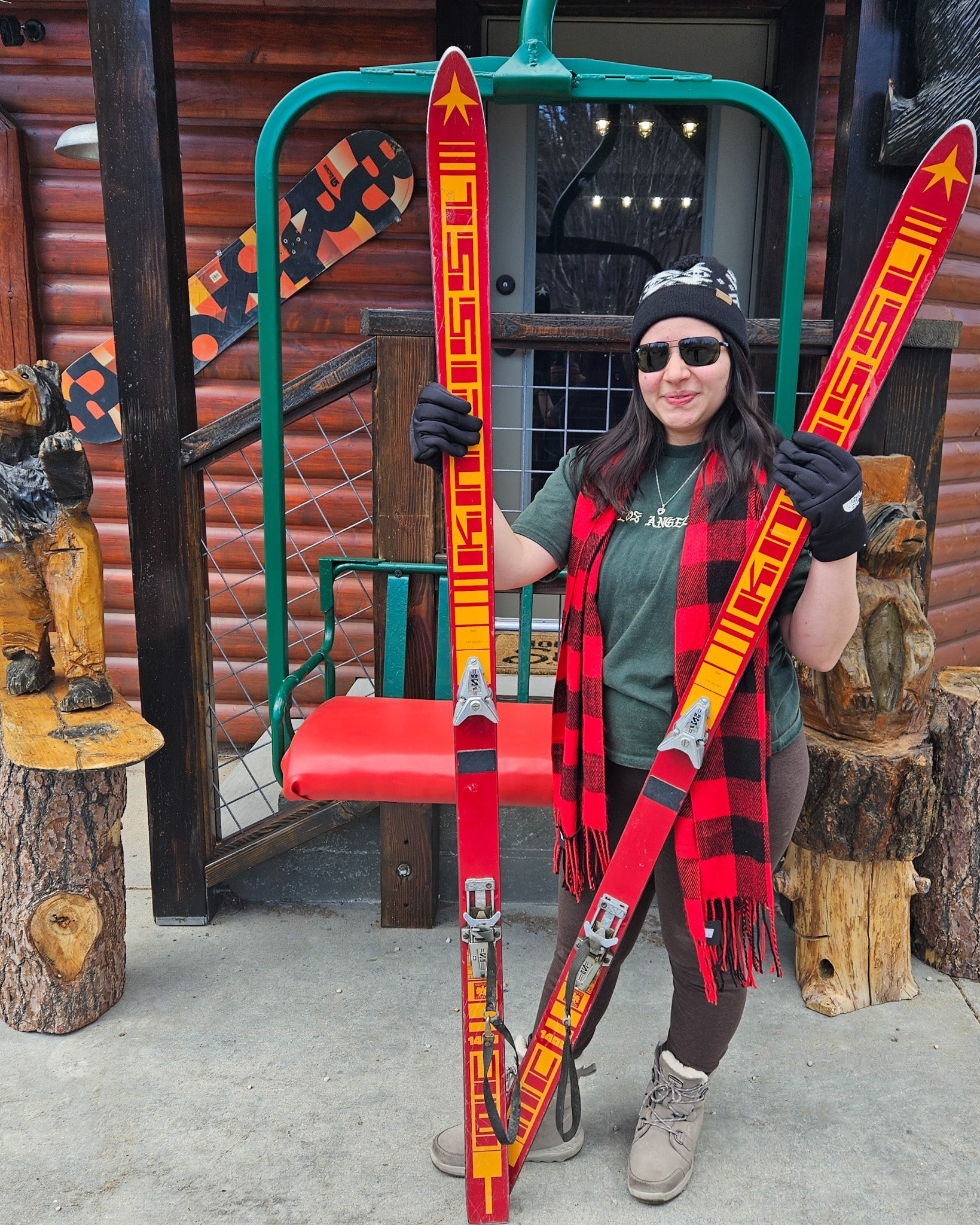 Vintage Red and Yellow Kneissl Skis