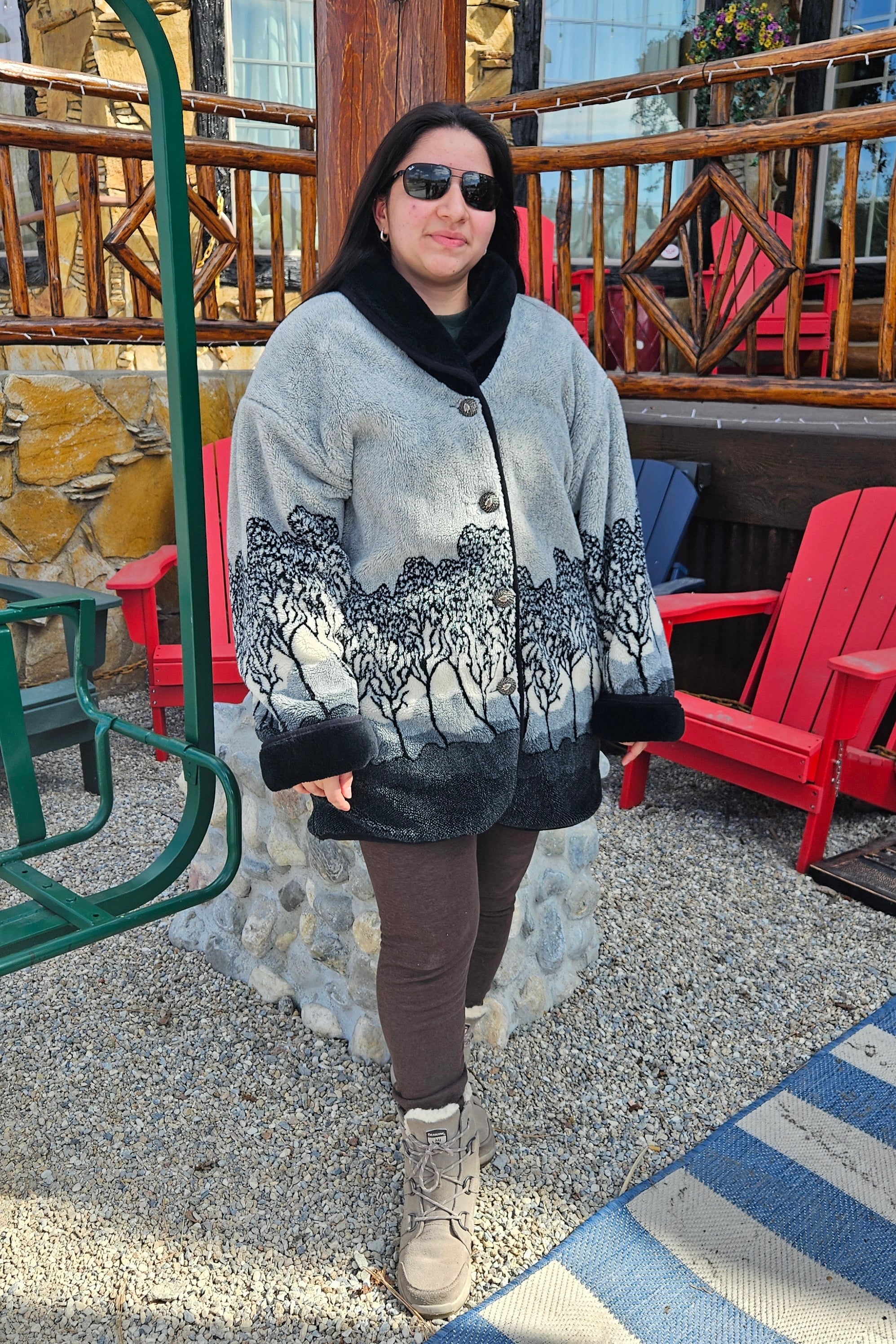 Vintage Nordic Lights Reversible Fleece Jacket