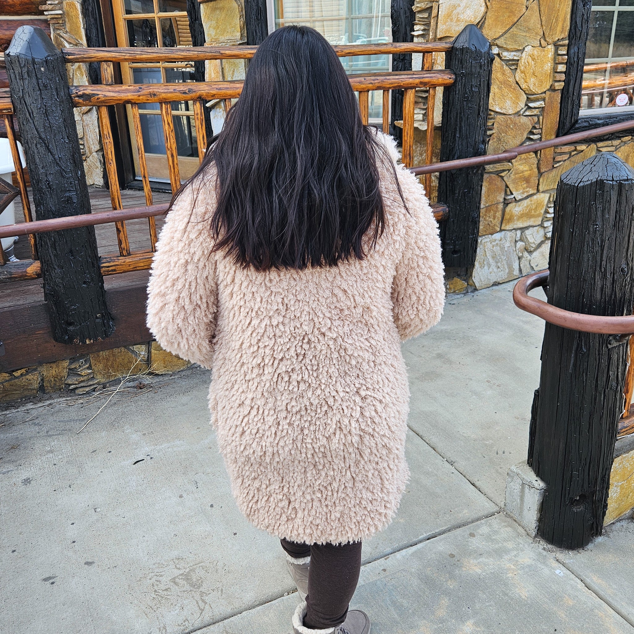 Wild Fable Women's Shaggy Faux Fur & Coat Beige