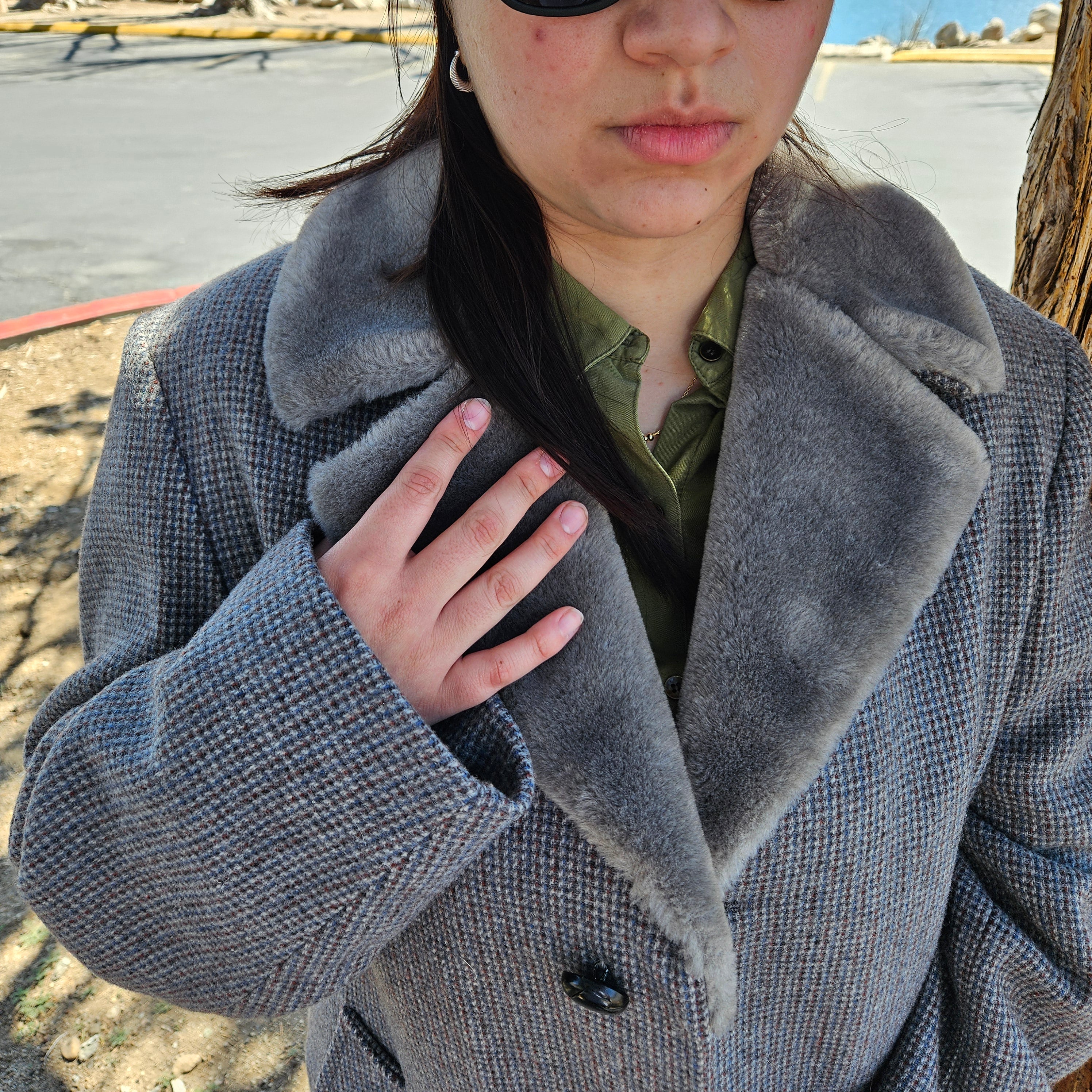 Vintage 60's Pendleton Wool Shearing Coat with Faux Fur Collar