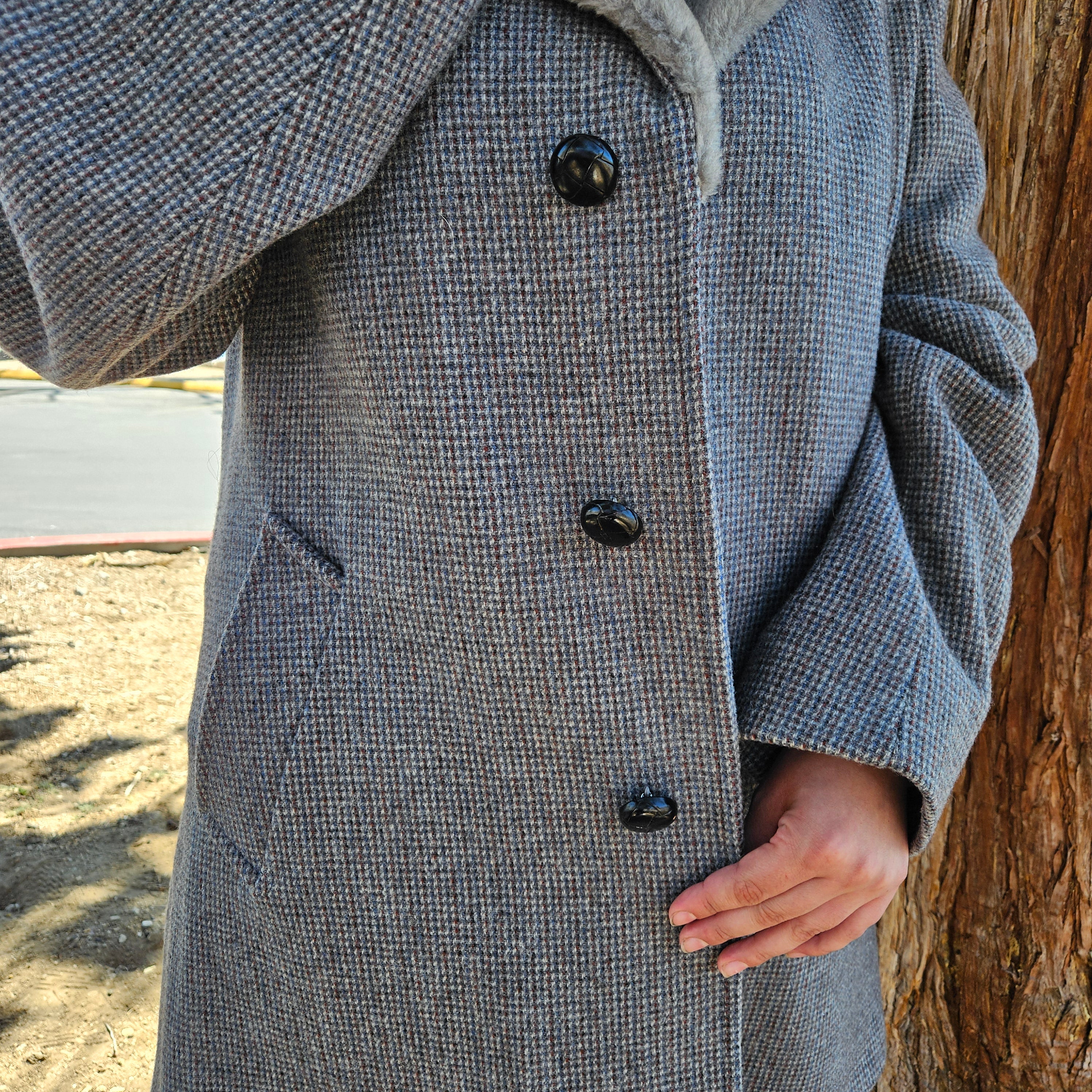 Vintage 60's Pendleton Wool Shearing Coat with Faux Fur Collar