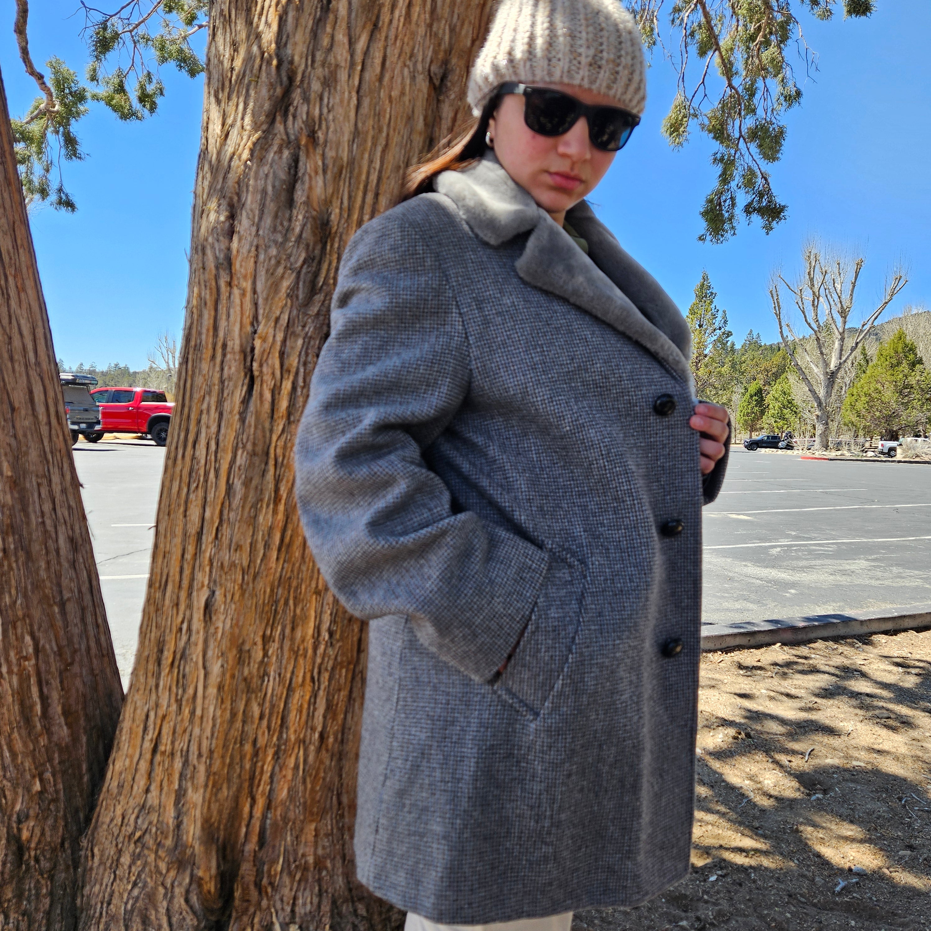 Vintage 60's Pendleton Wool Shearing Coat with Faux Fur Collar