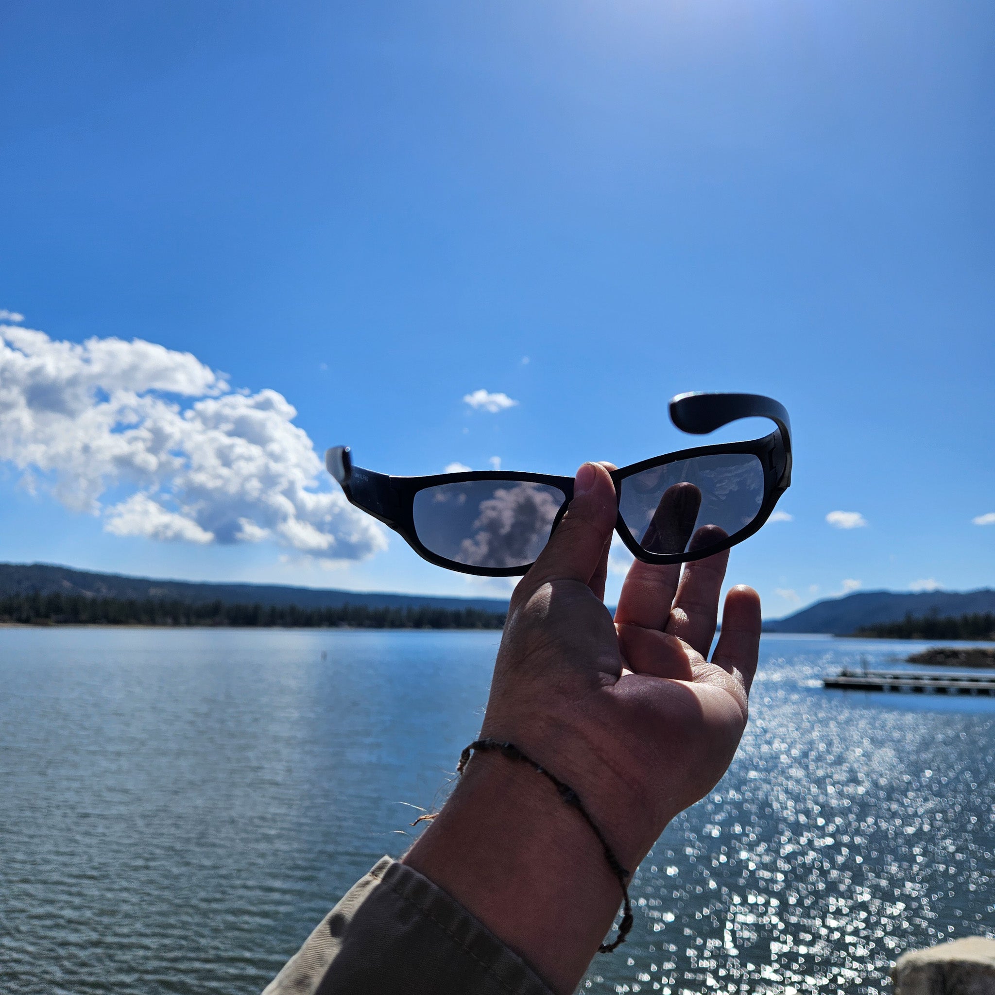 Mens Black Wrap Around Polarized Sunglasses