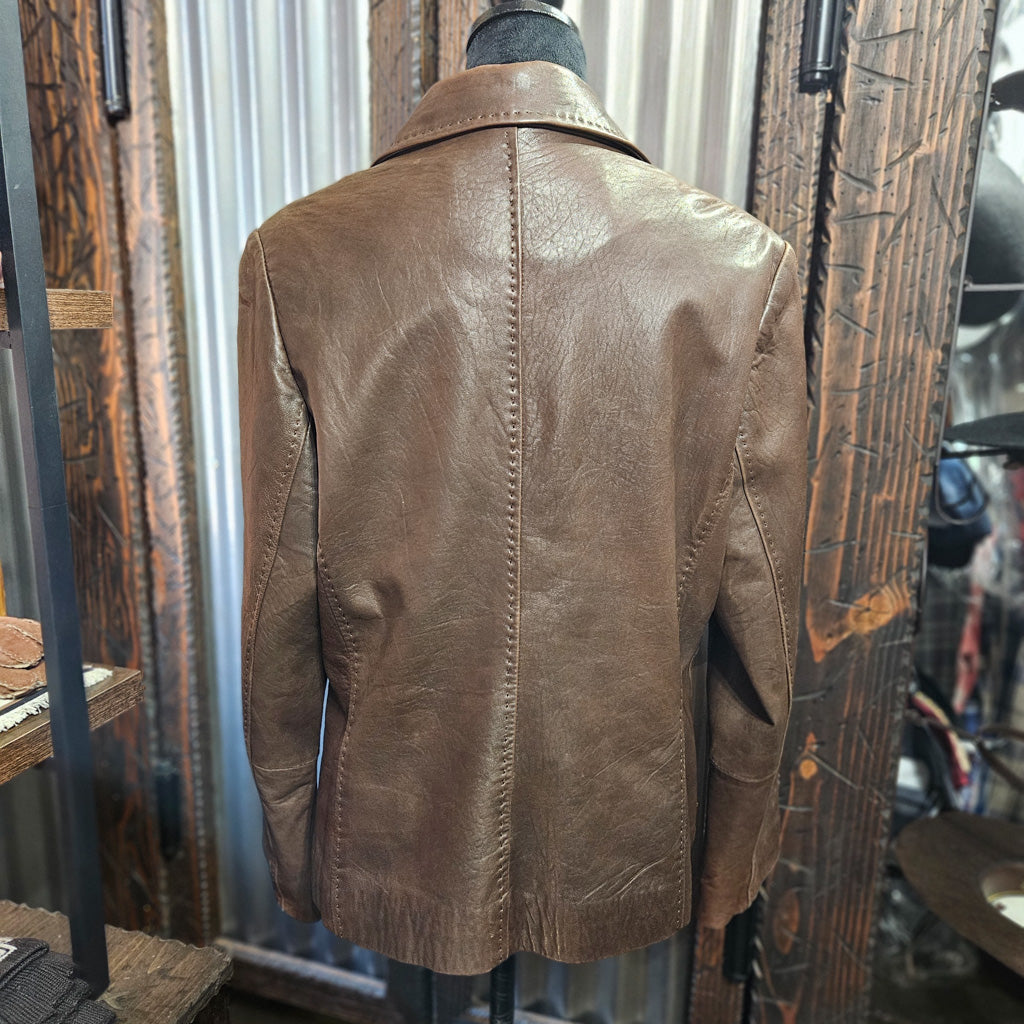 Vintage Lite Brown Supple Lambskin Leather Jacket Fits Size Medium to XL