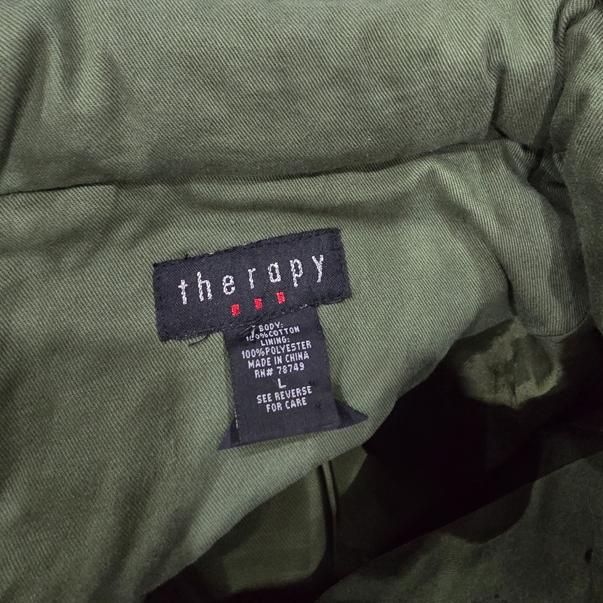 Custom Therapy Army Green and Black Zipper Hooded Patch Jacket with Black Sleeves