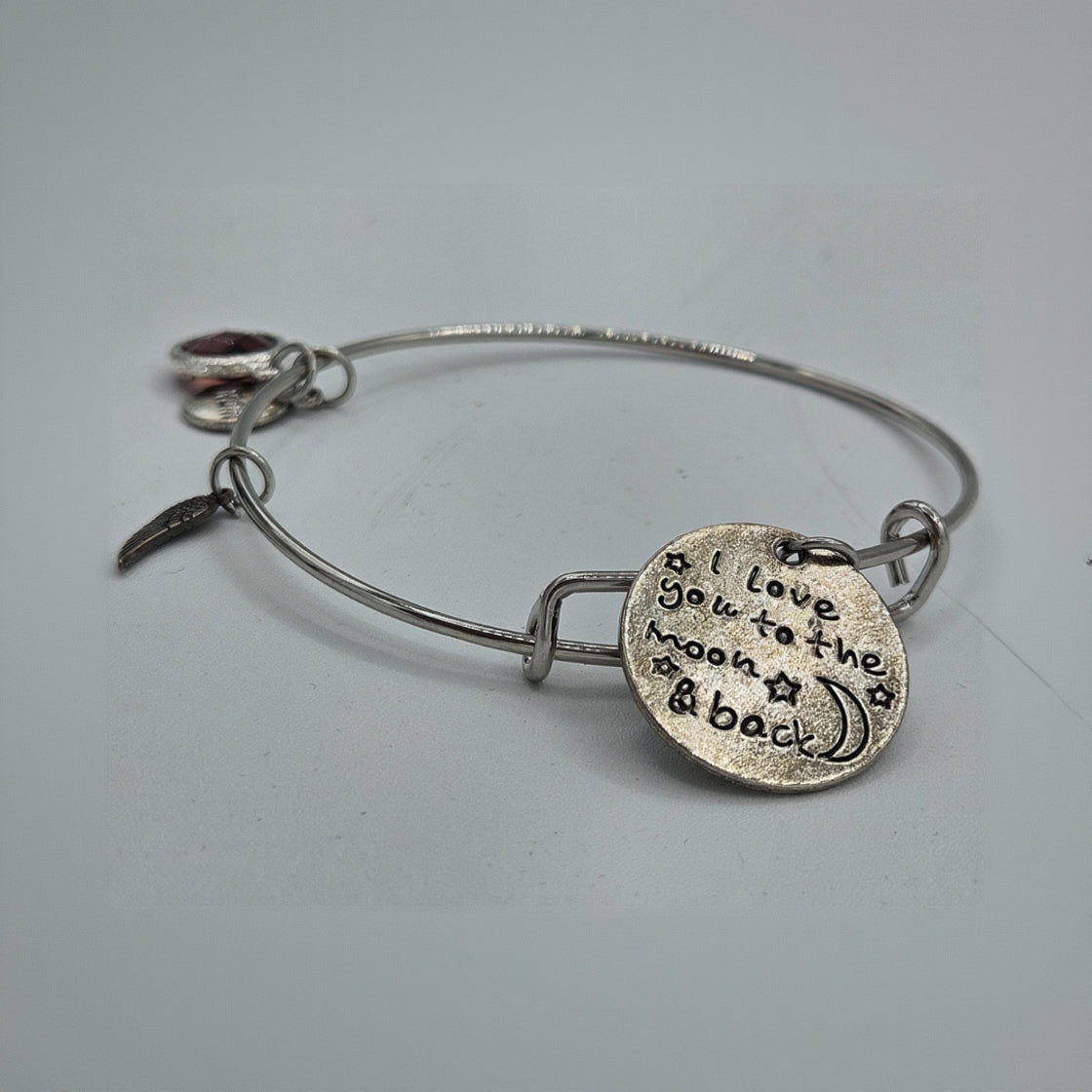 Expandable Wire Bangle Bracelet with Charms