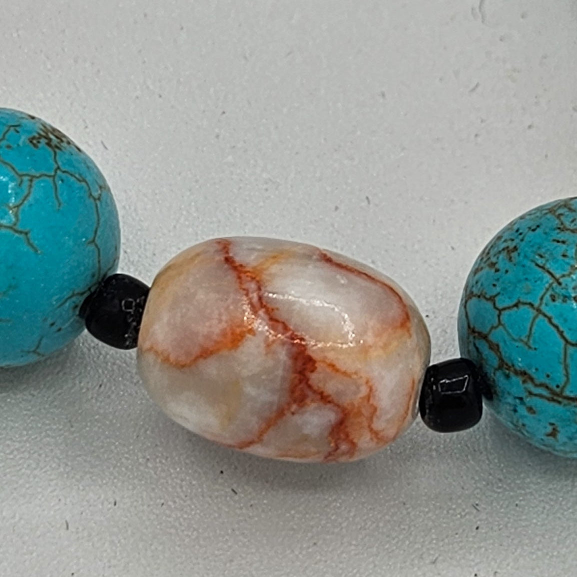 Turquoise and White Beaded Adjustable Bracelet