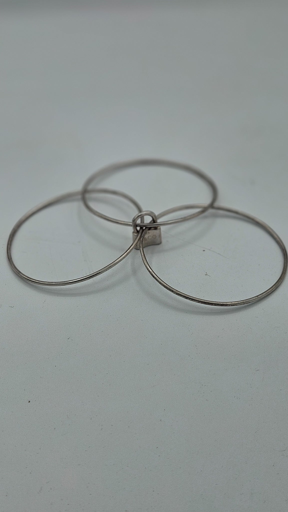 Tiffany & Co. Sterling Silver 1837 Lock Charm Triple Bangle Bracelet