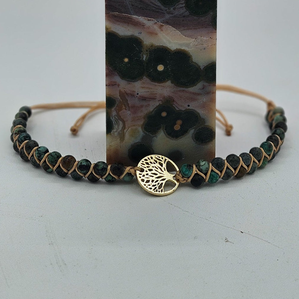 Tree of Life Jasper Stone Adjustable Bracelet