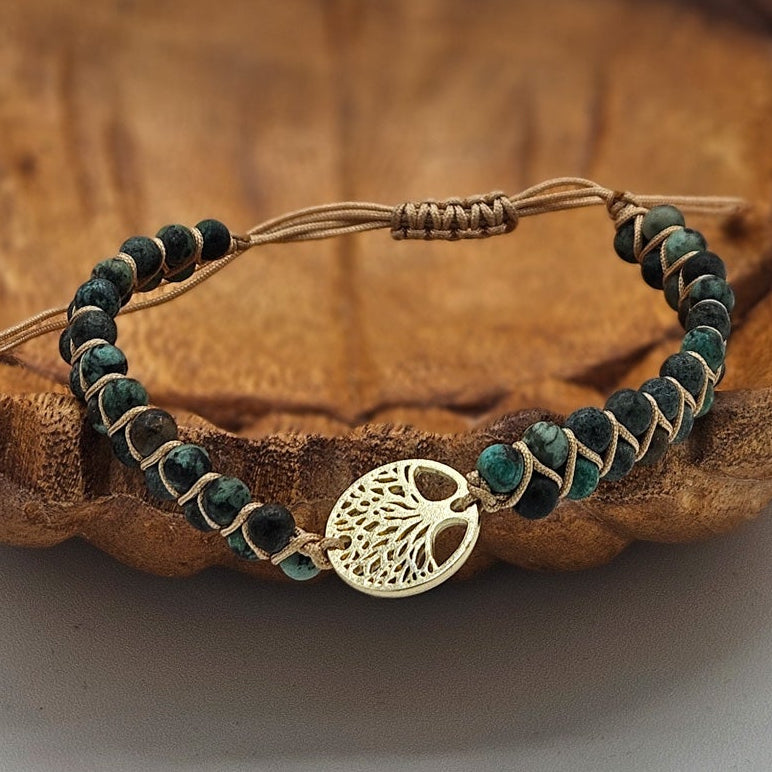 Tree of Life Jasper Stone Adjustable Bracelet