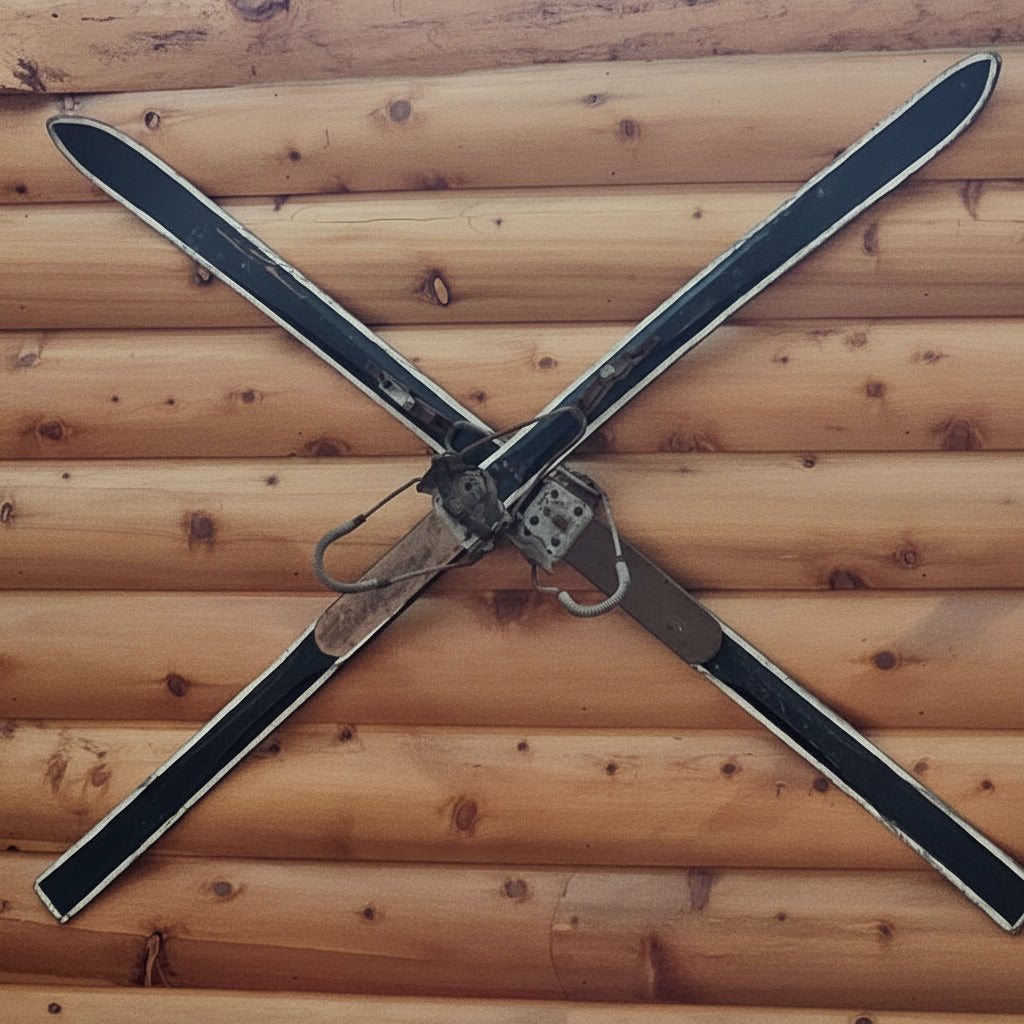 Vintage Black Wooden Skis