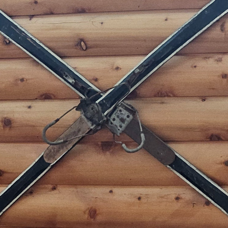 Vintage Black Wooden Skis