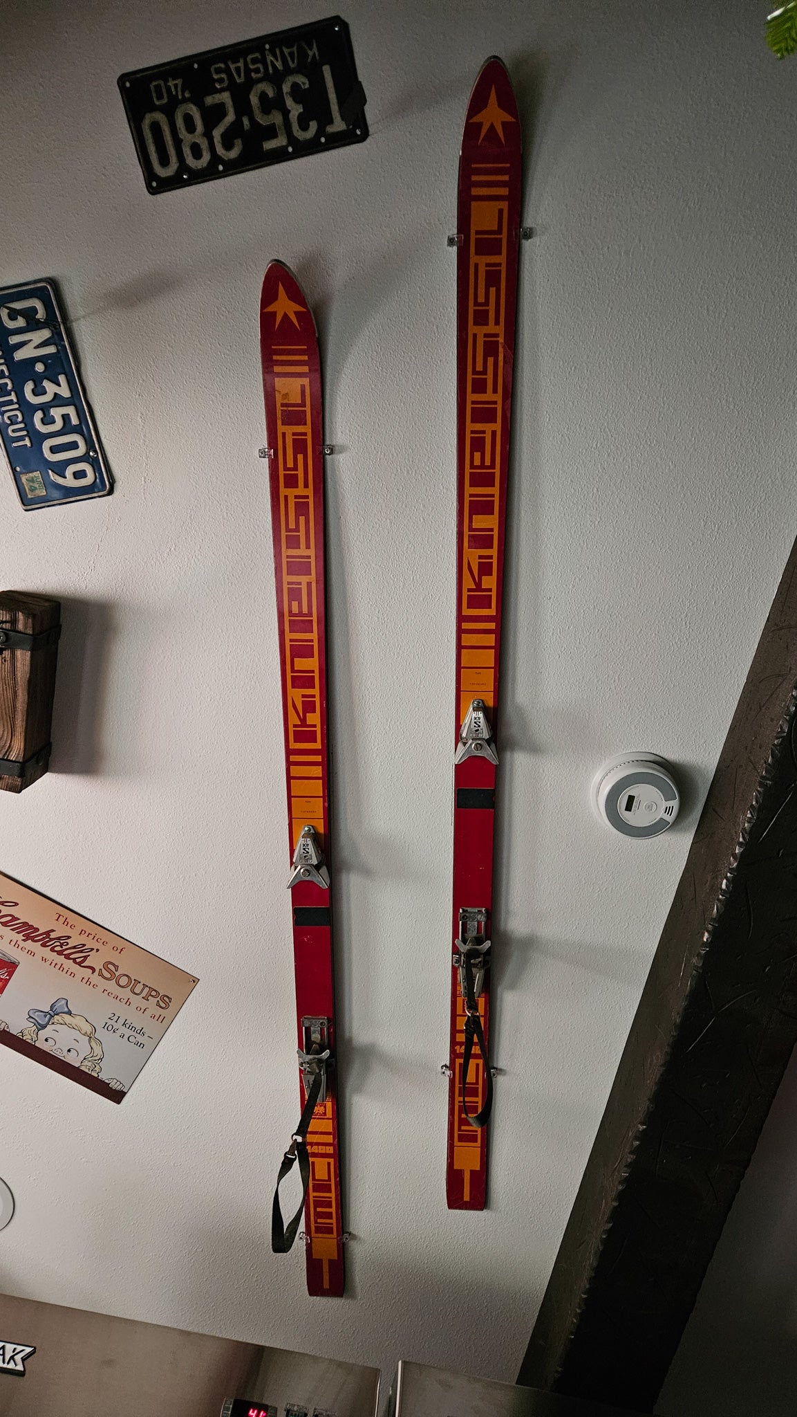 Vintage Red and Yellow Kneissl Skis