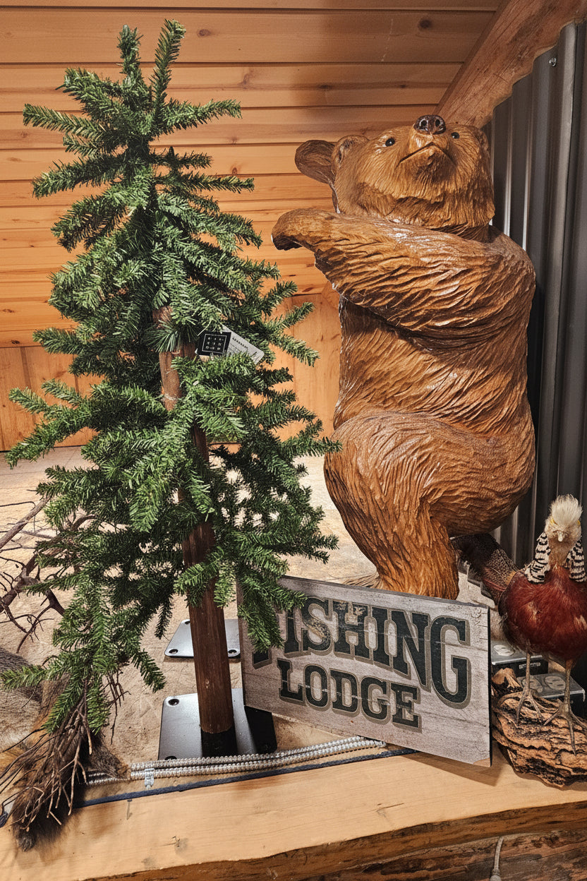 Signed Roy Hamari Hand-Carved Wooden Climbing Bear Sculpture – 42"