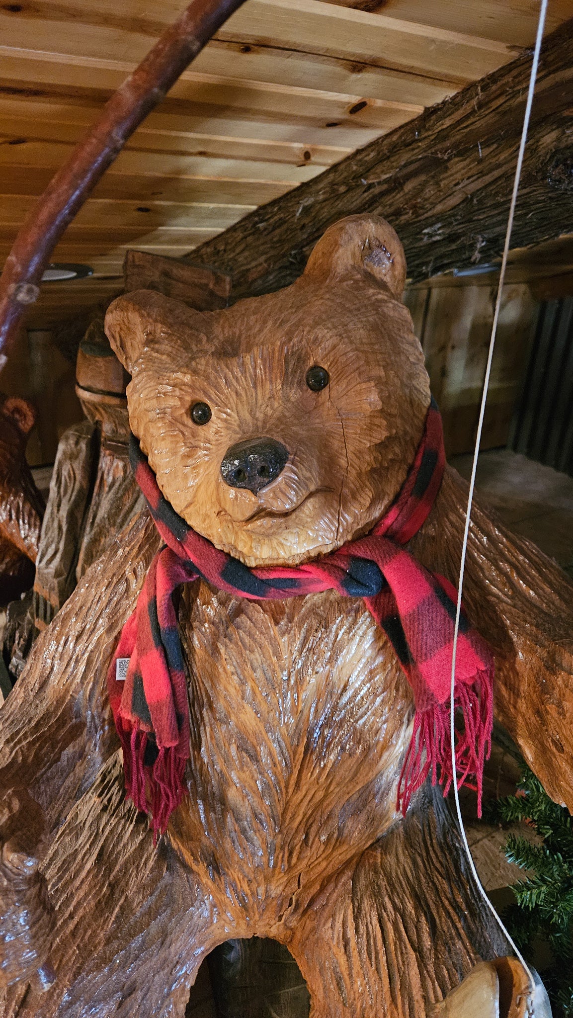 Signed Roy Hamari Hand-Carved Fishing Bear Chainsaw Sculpture – 46" Tall