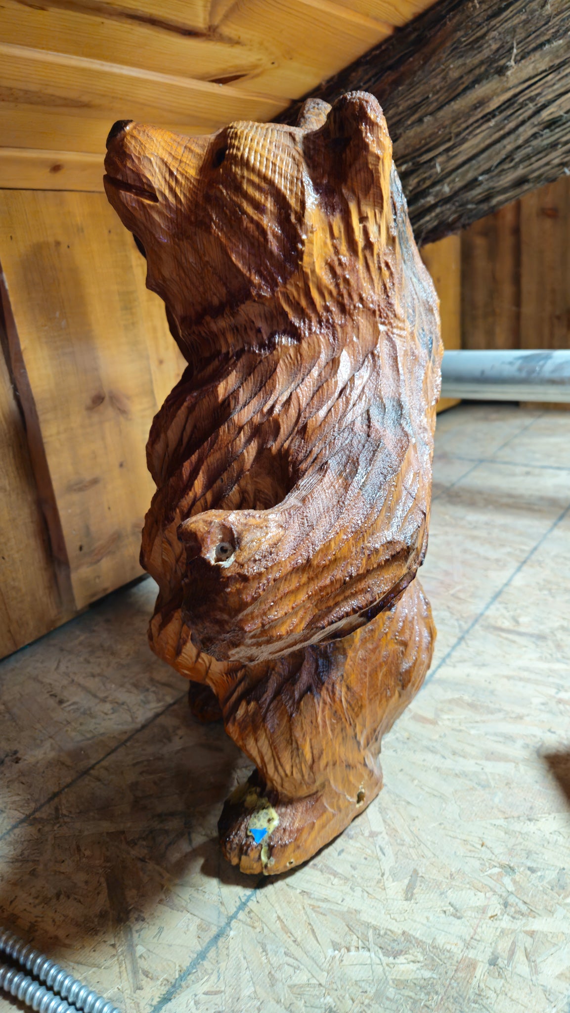 Roy Hamari Hand-Carved Standing Wood Bear Sculpture 22