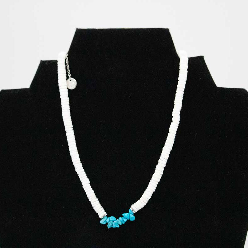 Pura Vida Puka Shell & Turquoise Chip Choker.