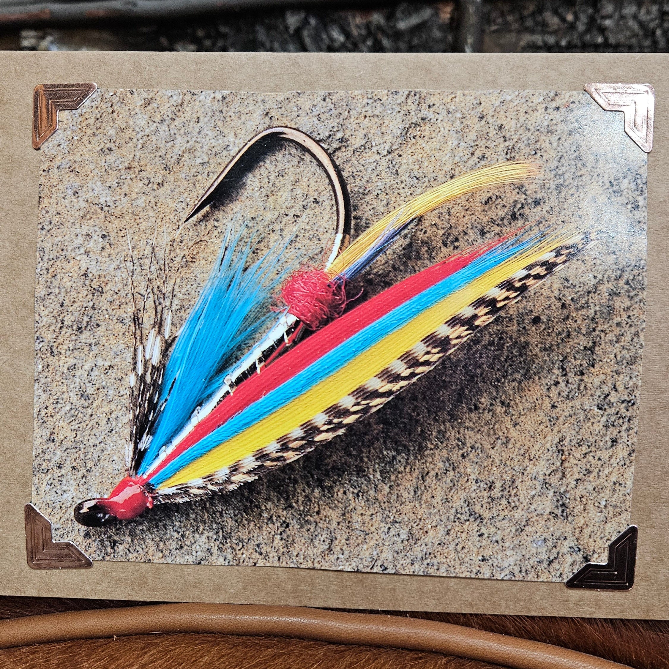 Beautifully Hand Crafted Custom Created Greeting Card Series by Diane Stegman "Colorful Feather Fishing Lure"