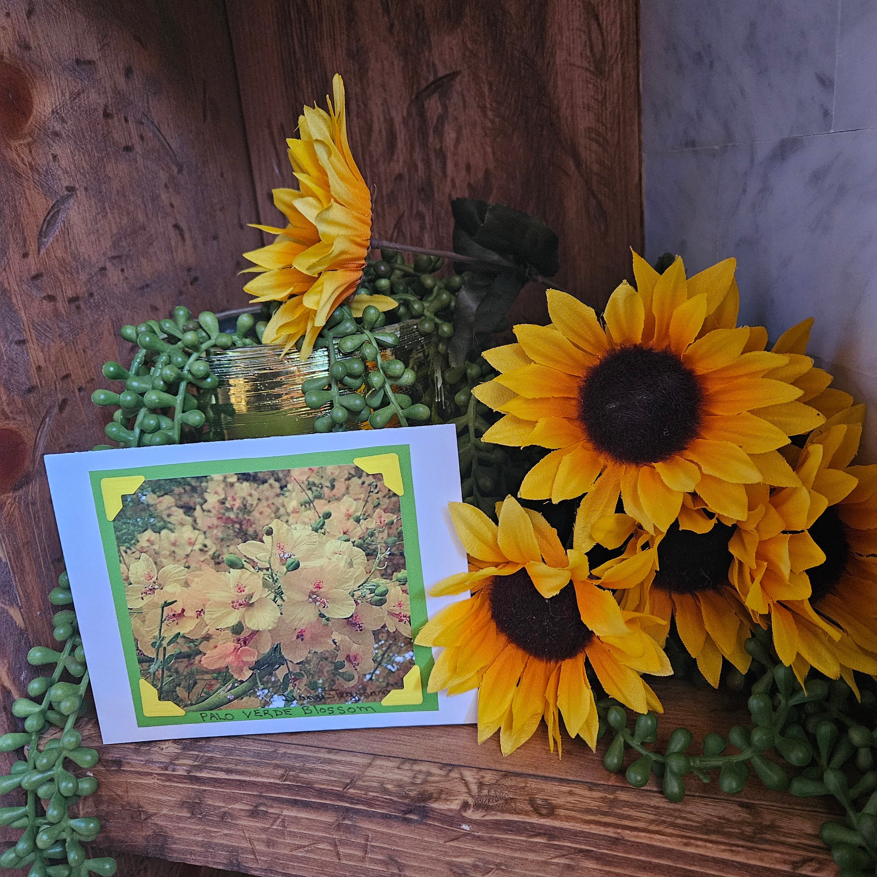 Beautifully Hand Crafted Custom Created Greeting Card Series by Diane Stegman "Palo Verde Blossom"