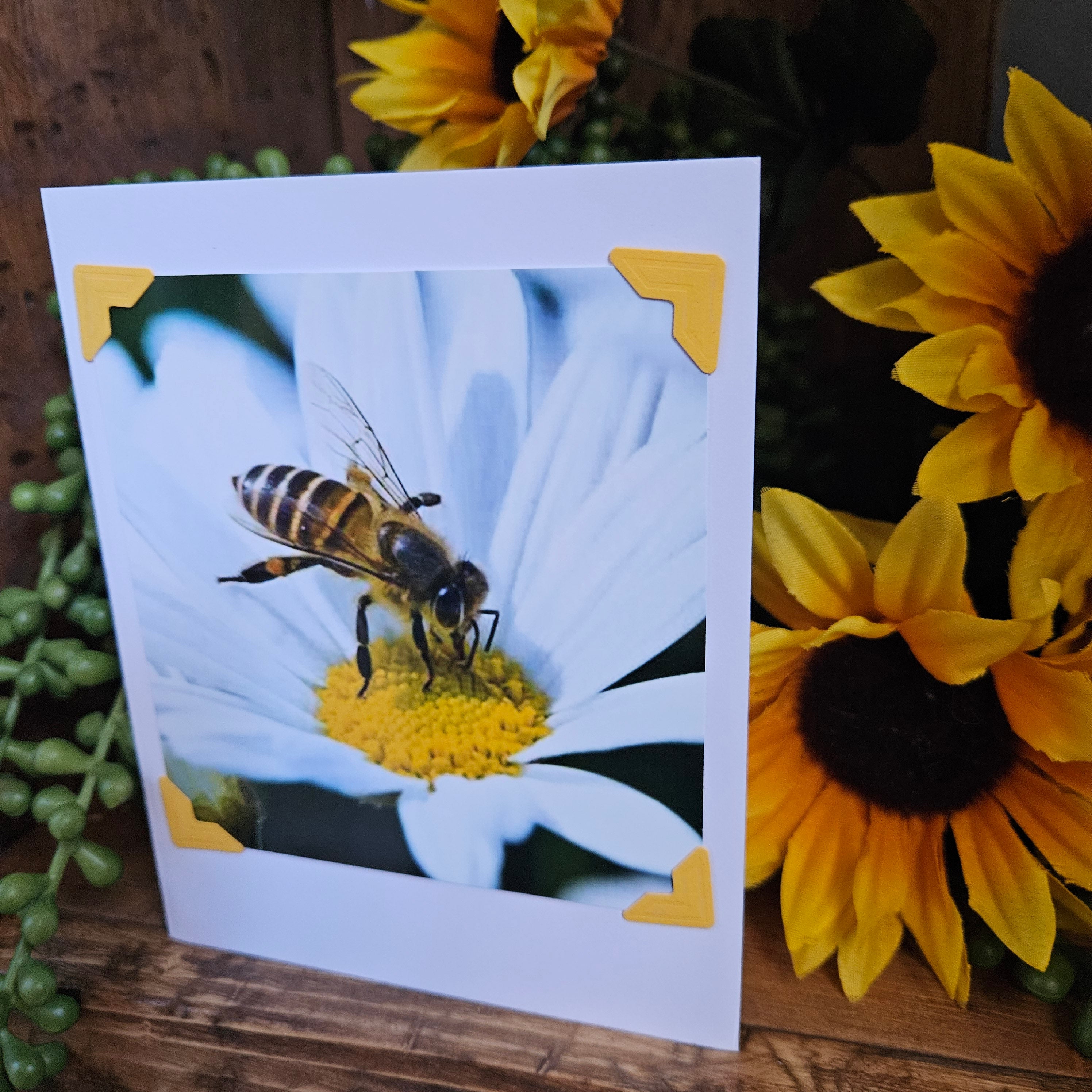 Beautifully Hand Crafted Custom Created Greeting Card Series by Diane Stegman "Flower Bee"