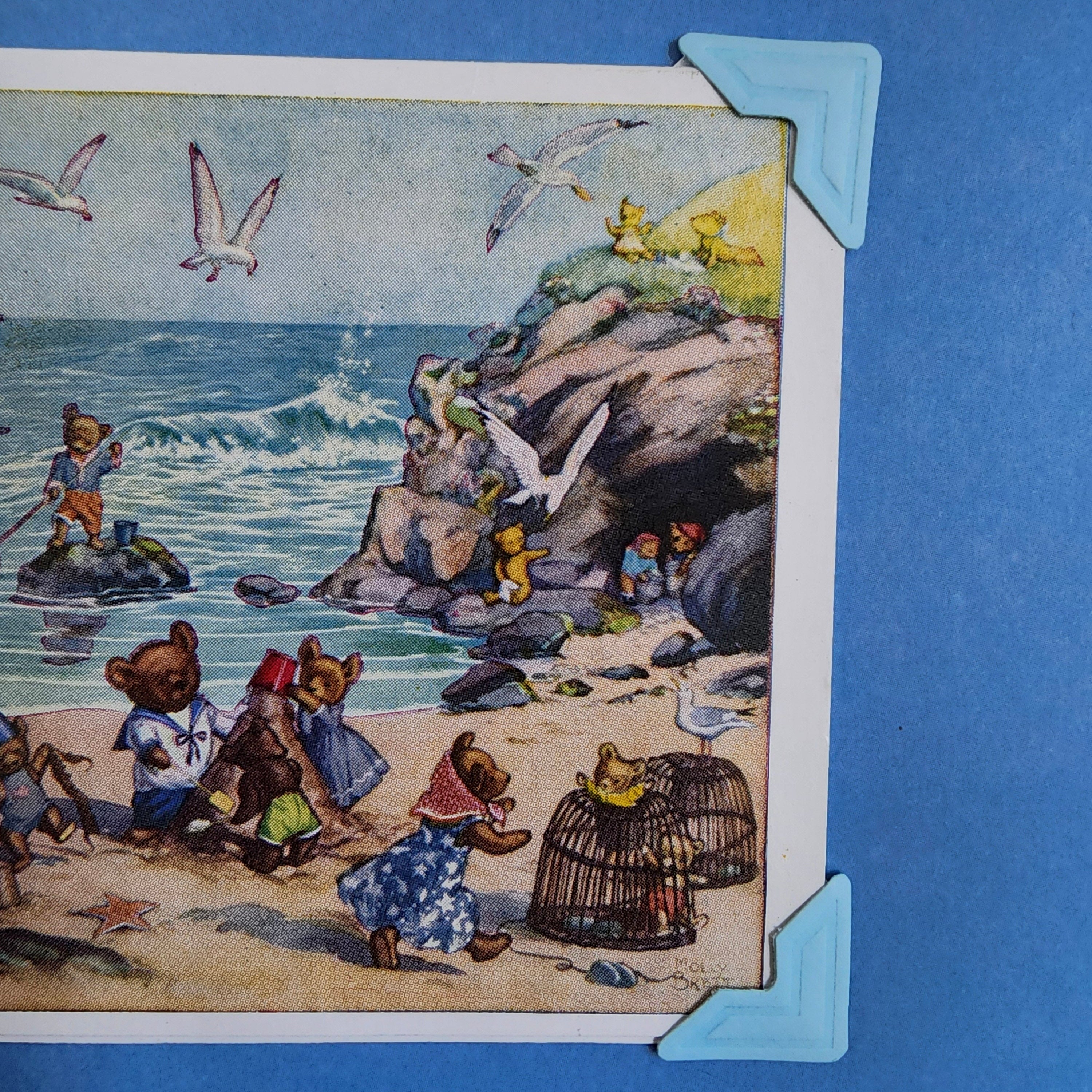 Beautifully Hand Crafted Custom Created Greeting Card Series by Diane Stegman "Teddy Bears on the Beach"