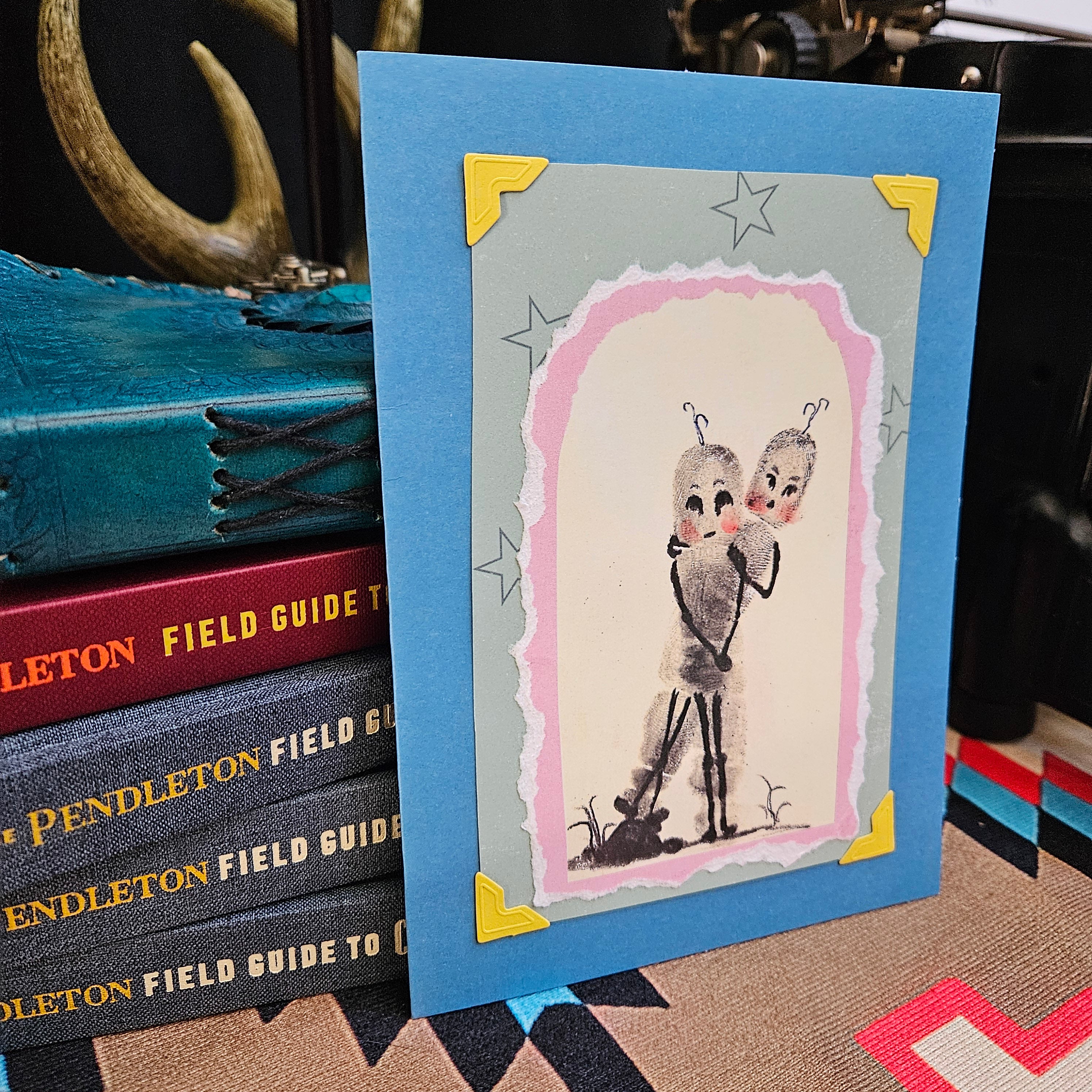 Beautifully Hand Crafted Custom Created Greeting Card Series by Diane Stegman "Fingerprint Series Playful Couple"