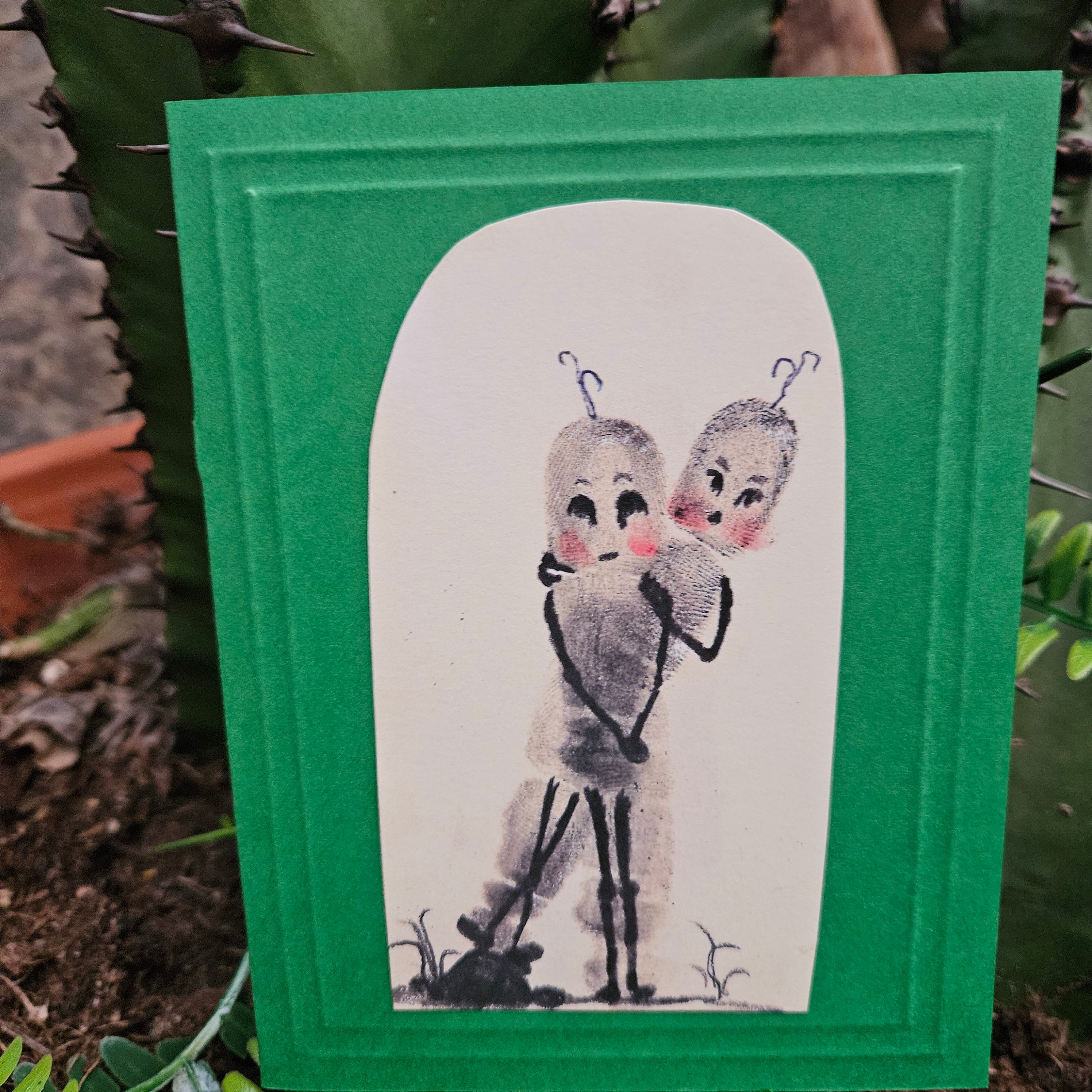 Beautifully Hand Crafted Custom Created Greeting Card Series by Diane Stegman "Fingerprint Series Playful Couple"