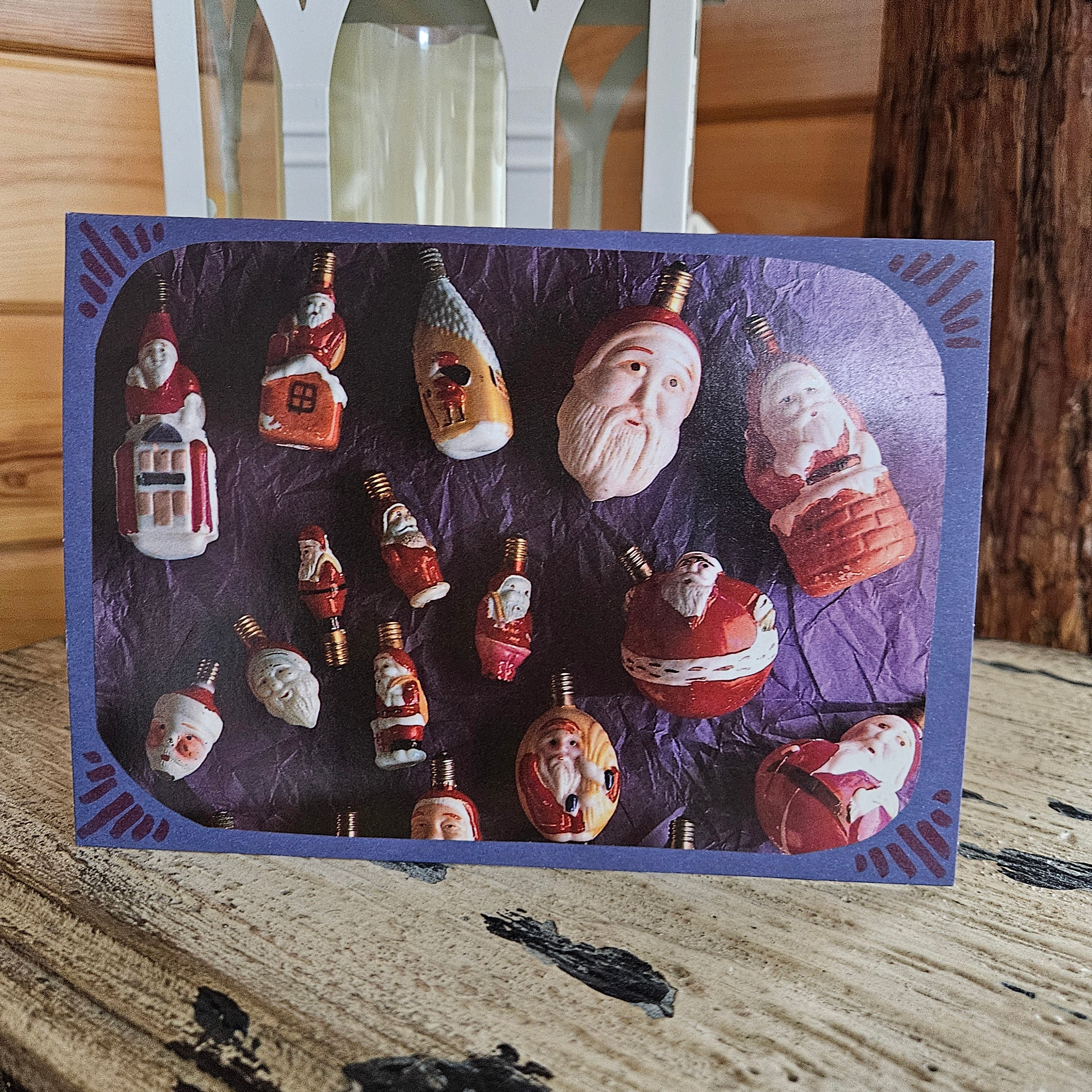 Beautifully Hand Crafted Custom Created Greeting Card Series by Diane Stegman "Santa Bulbs"
