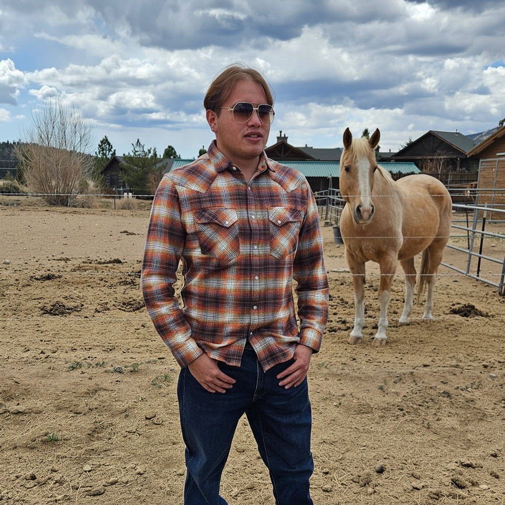 Pendleton Wyatt Gambler Long Sleeve Button Up Shirt with Classic Pearl Snaps