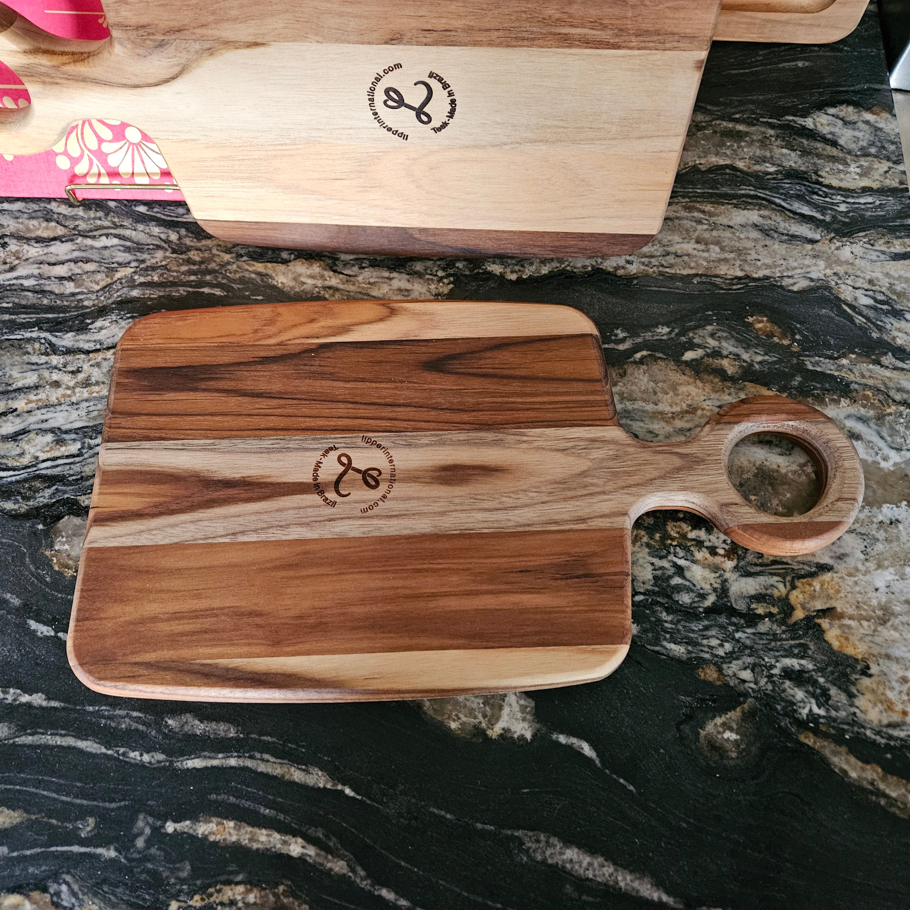 Lipper International Teak Wood Paddle Board for Cutting and Serving 
