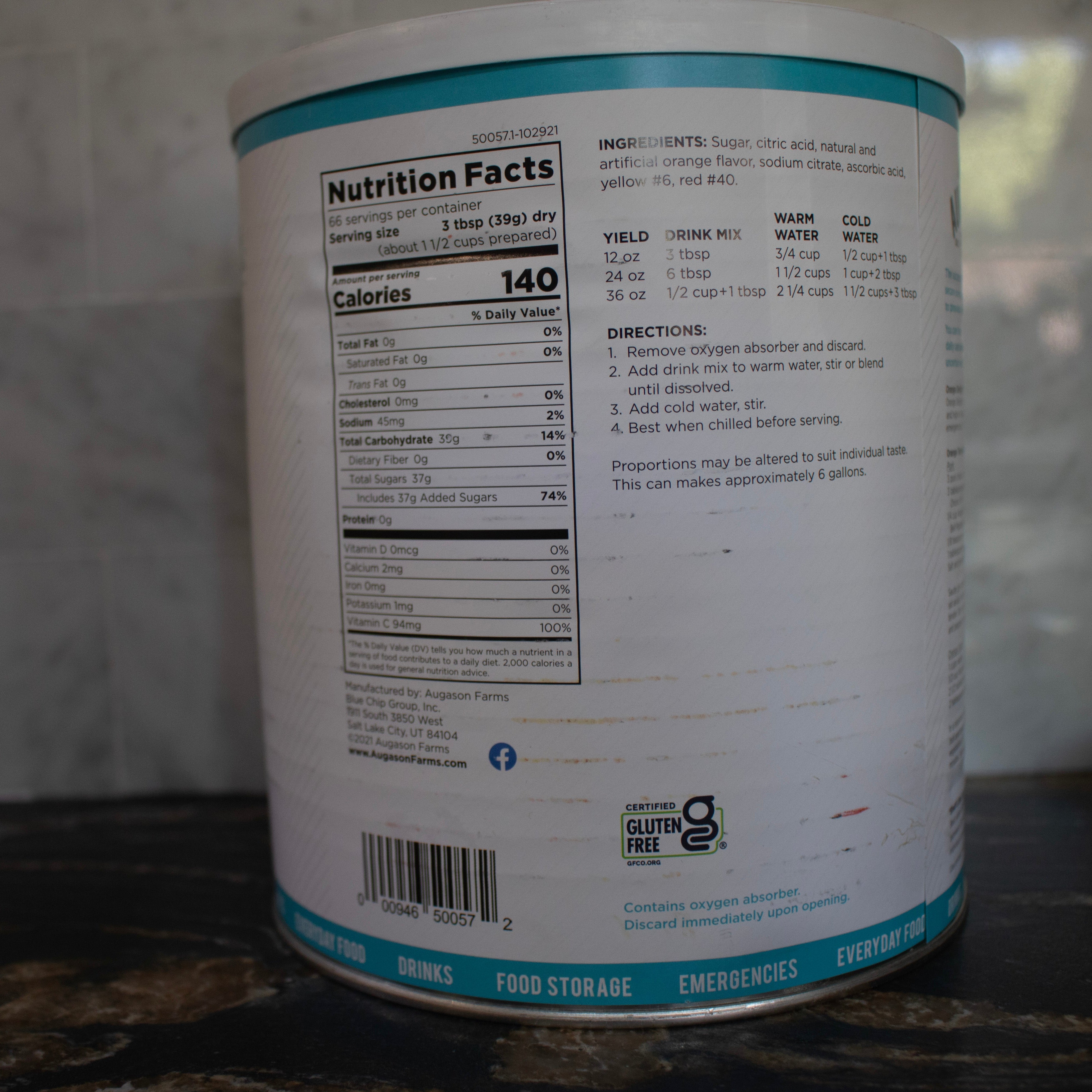 Augason Farms Orange Delight Flavored Drink Mix
