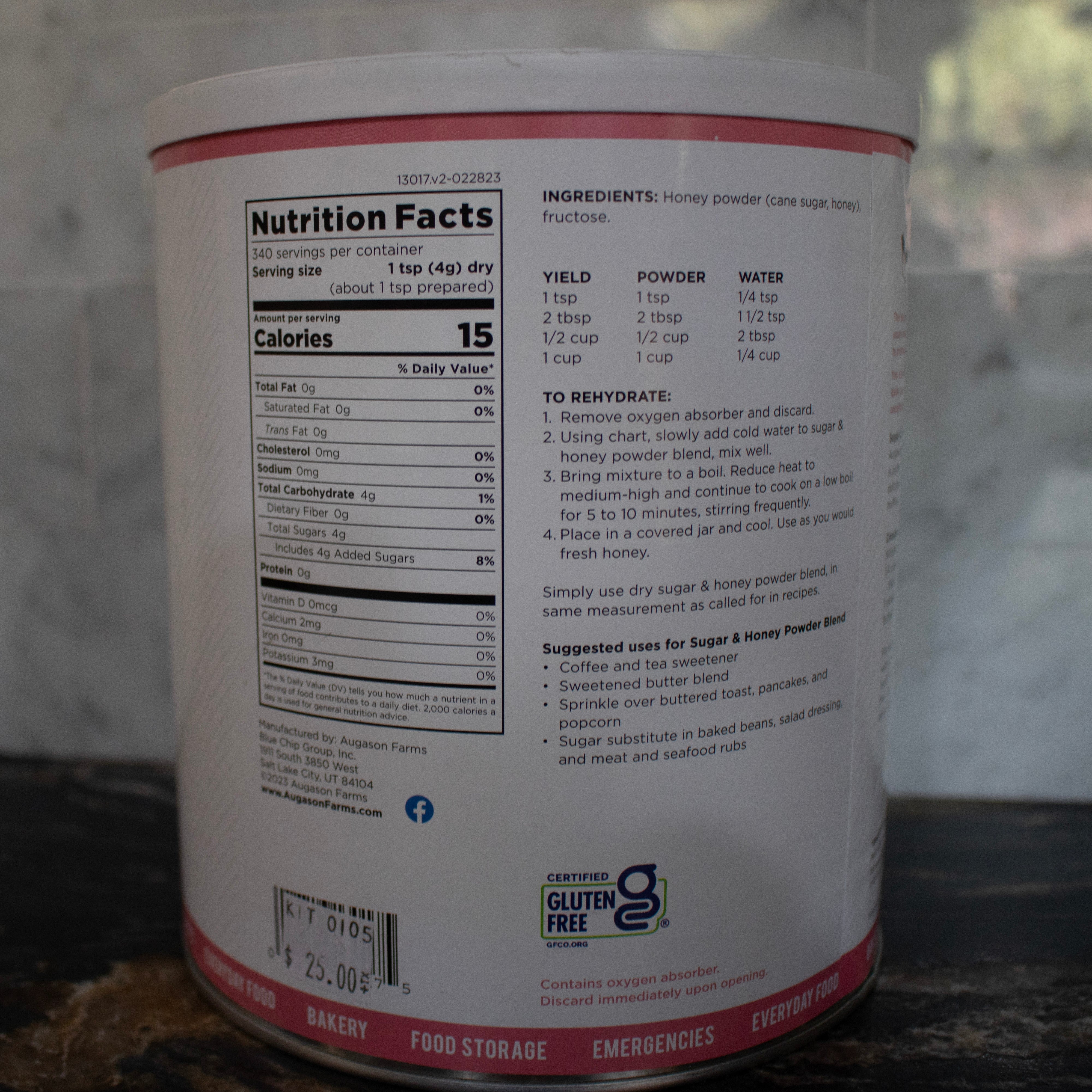Augason Farms Sugar & Honey Powder Blend