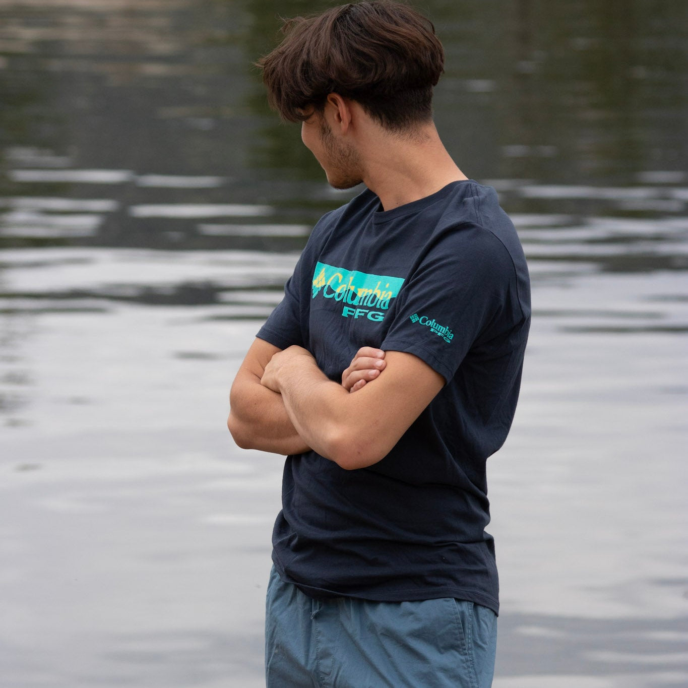 Columbia PFG Graphic Tee Shirt Navy Blue