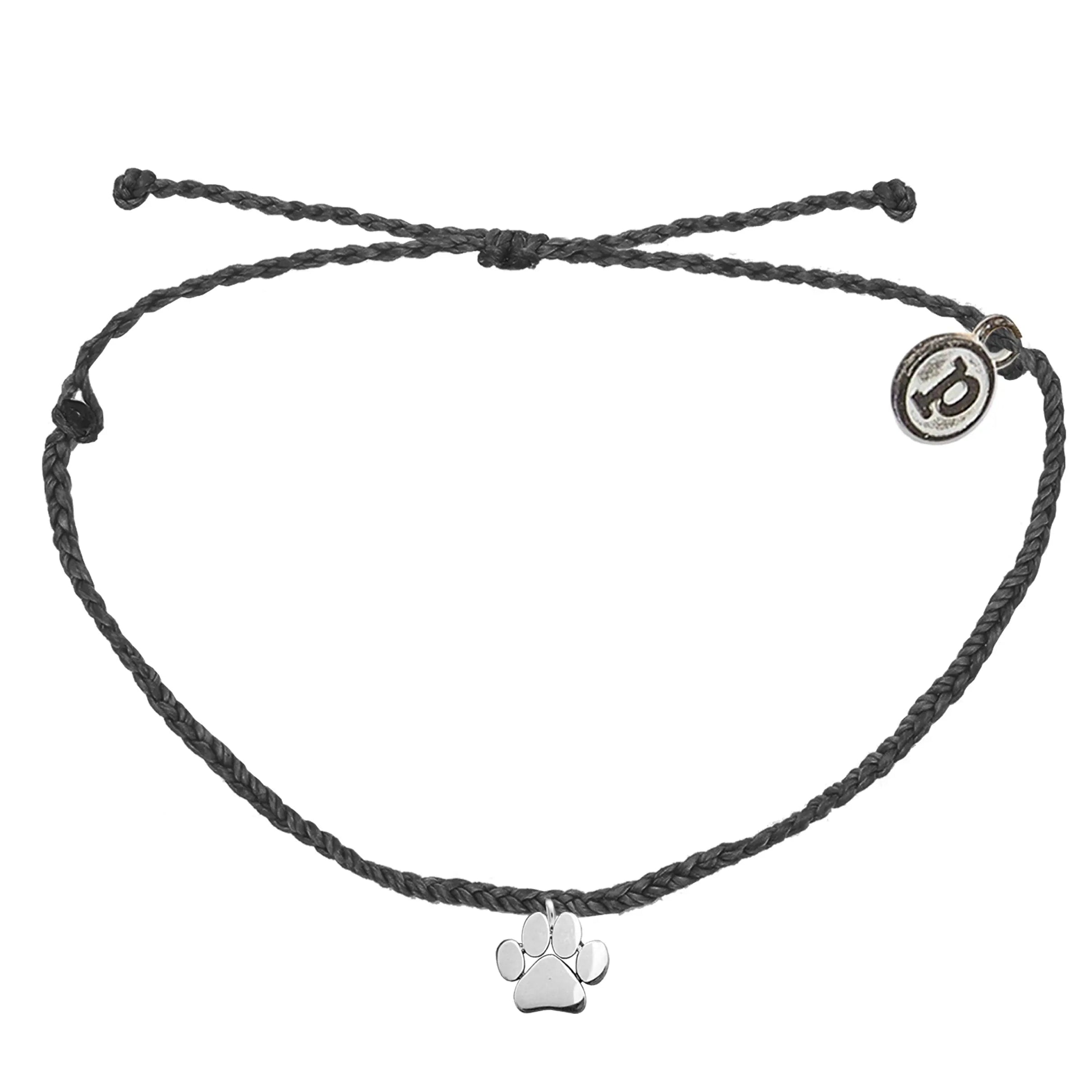 Pura Vida Jute Cord Paw Print Charm Bracelet